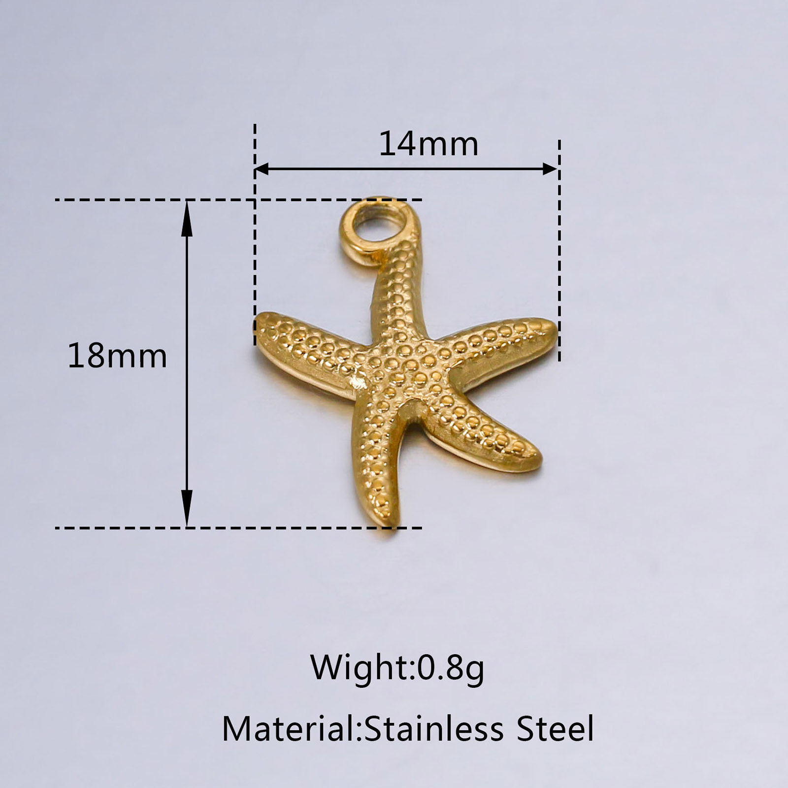 Picture of Stainless Steel Ocean Jewelry Charms Multicolor Star Fish 18mm x 14mm