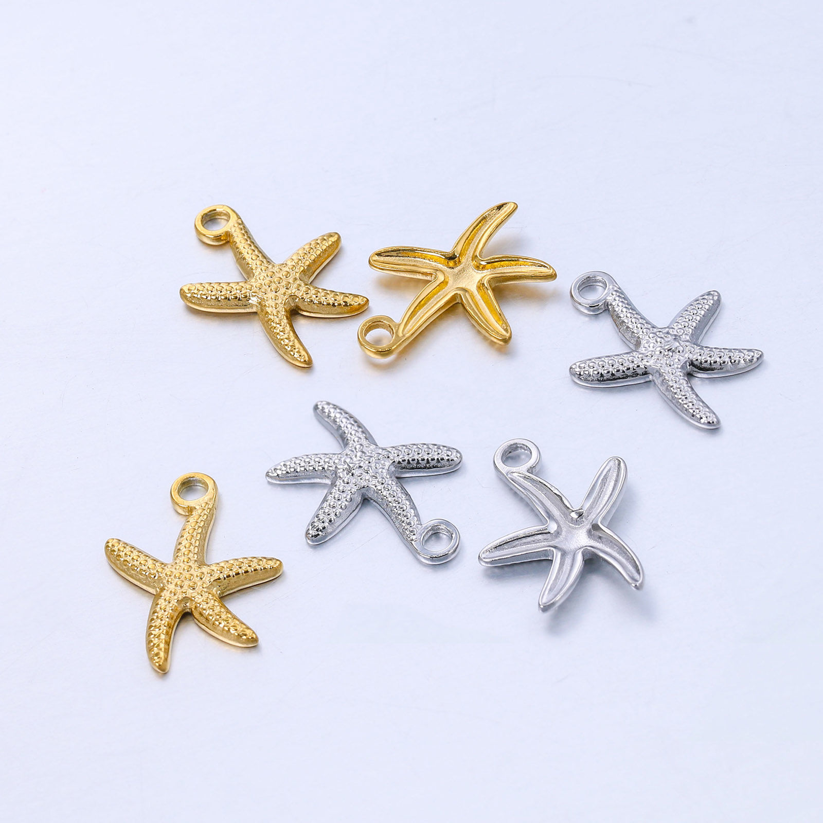 Picture of Stainless Steel Ocean Jewelry Charms Multicolor Star Fish 18mm x 14mm