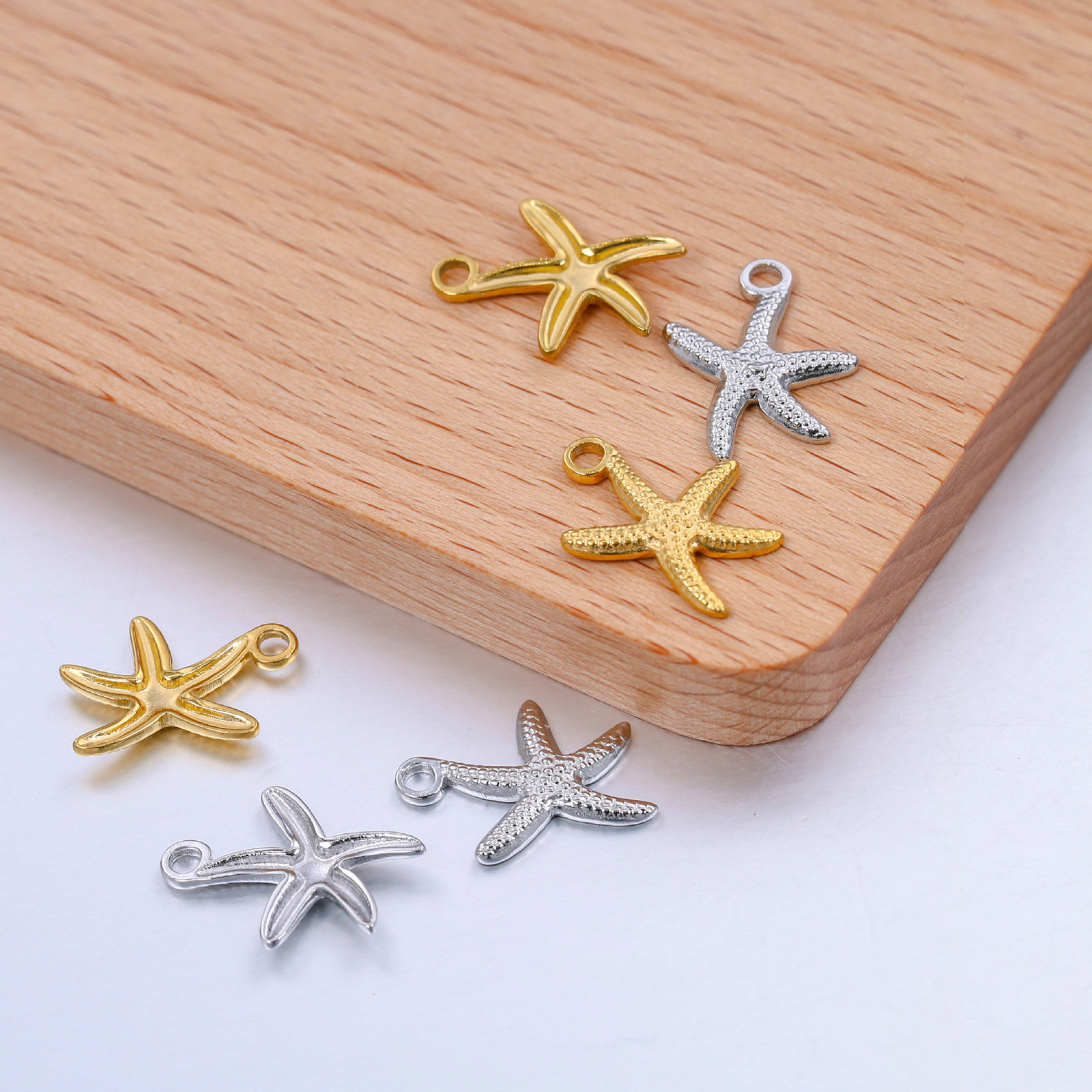 Picture of Stainless Steel Ocean Jewelry Charms Multicolor Star Fish 18mm x 14mm