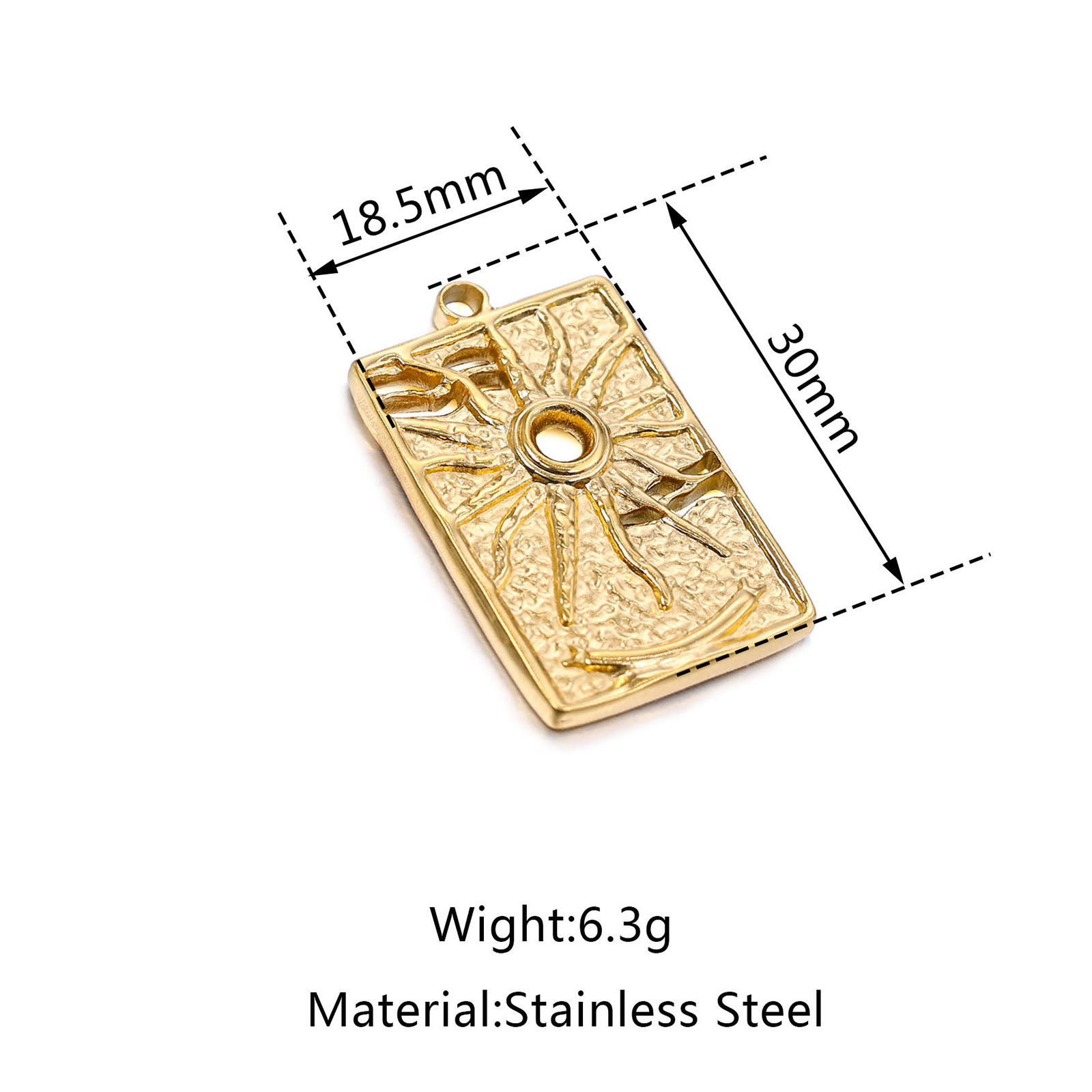 Picture of Stainless Steel Galaxy Pendants Multicolor Rectangle Sun 30mm x 18.5mm