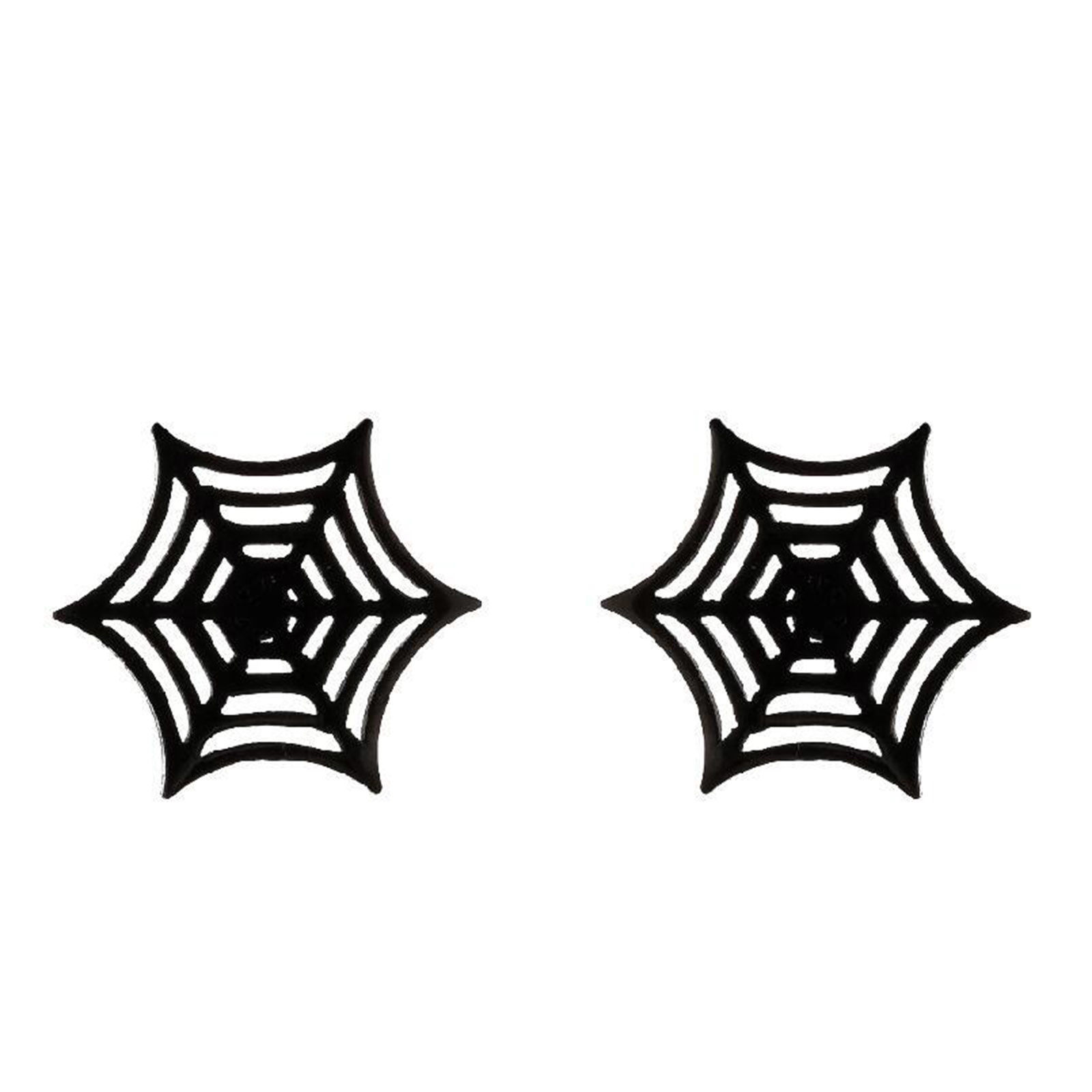 Picture of Titanium Steel Halloween Ear Post Stud Earrings Multicolor Cobweb Hollow 9mm x 9mm