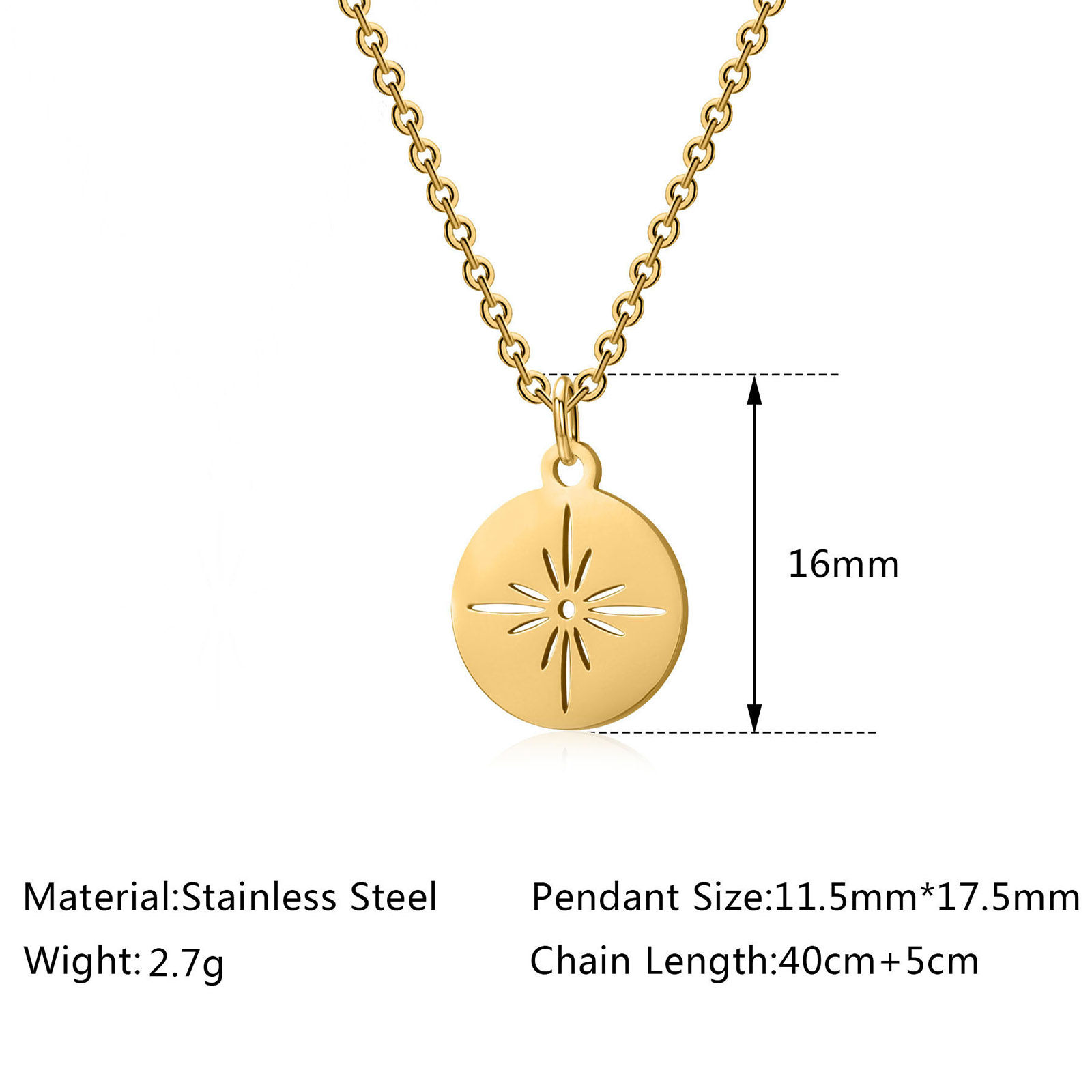 Picture of Stainless Steel Galaxy Link Cable Chain Necklace Multicolor Round Disc Star Hollow 40cm(15 6/8") long