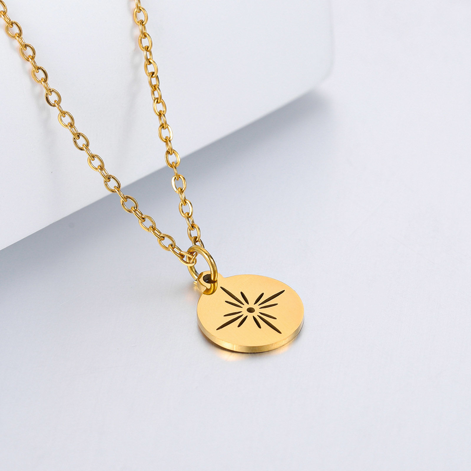 Picture of Stainless Steel Galaxy Link Cable Chain Necklace Multicolor Round Disc Star Hollow 40cm(15 6/8") long