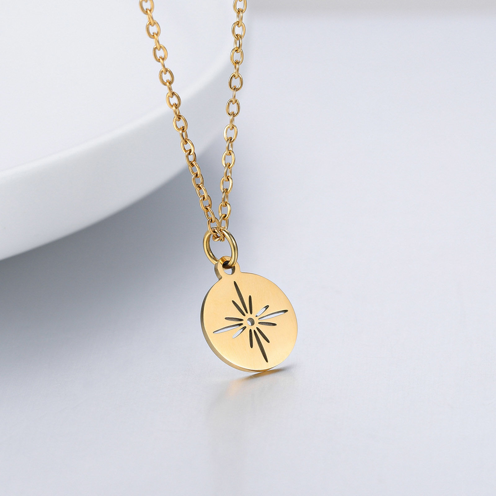 Picture of Stainless Steel Galaxy Link Cable Chain Necklace Multicolor Round Disc Star Hollow 40cm(15 6/8") long