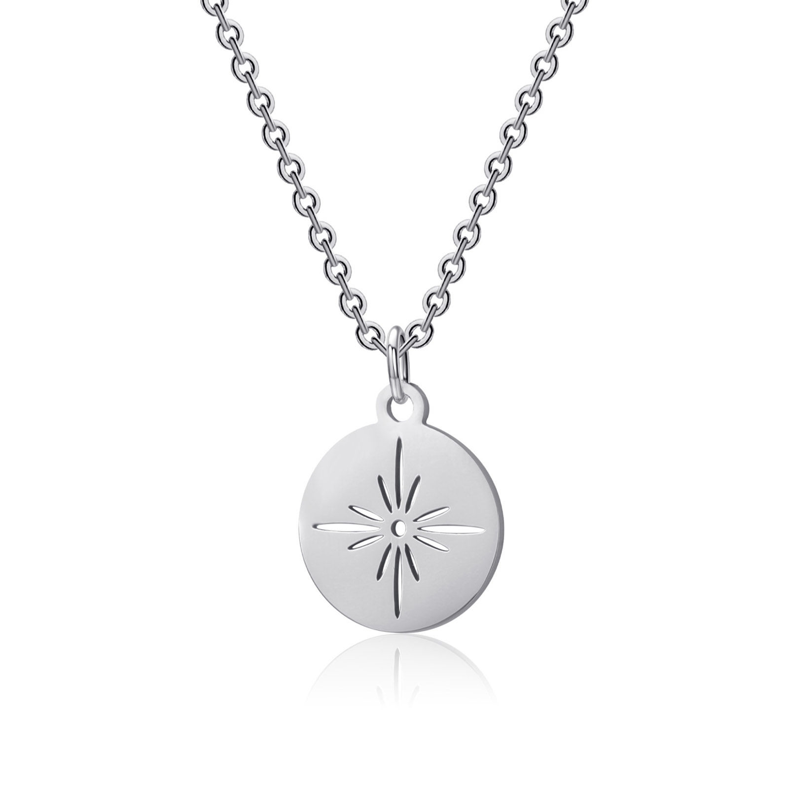 Picture of Stainless Steel Galaxy Link Cable Chain Necklace Multicolor Round Disc Star Hollow 40cm(15 6/8") long