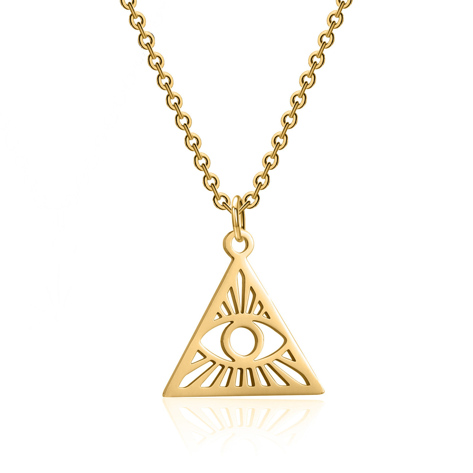 Immagine di Acciaio Inossidabile Cavo Catena Collana Multicolore Triangolo Occhio della Provvidenza/ Occhio che Tutto Vede Filigrana 40cm Lunghezza, 1 Pz