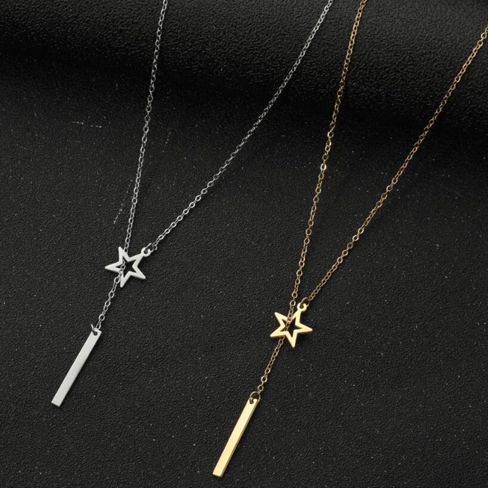 Picture of Titanium Steel Stylish Y Shaped Lariat Necklace Multicolor 45cm(17 6/8") long