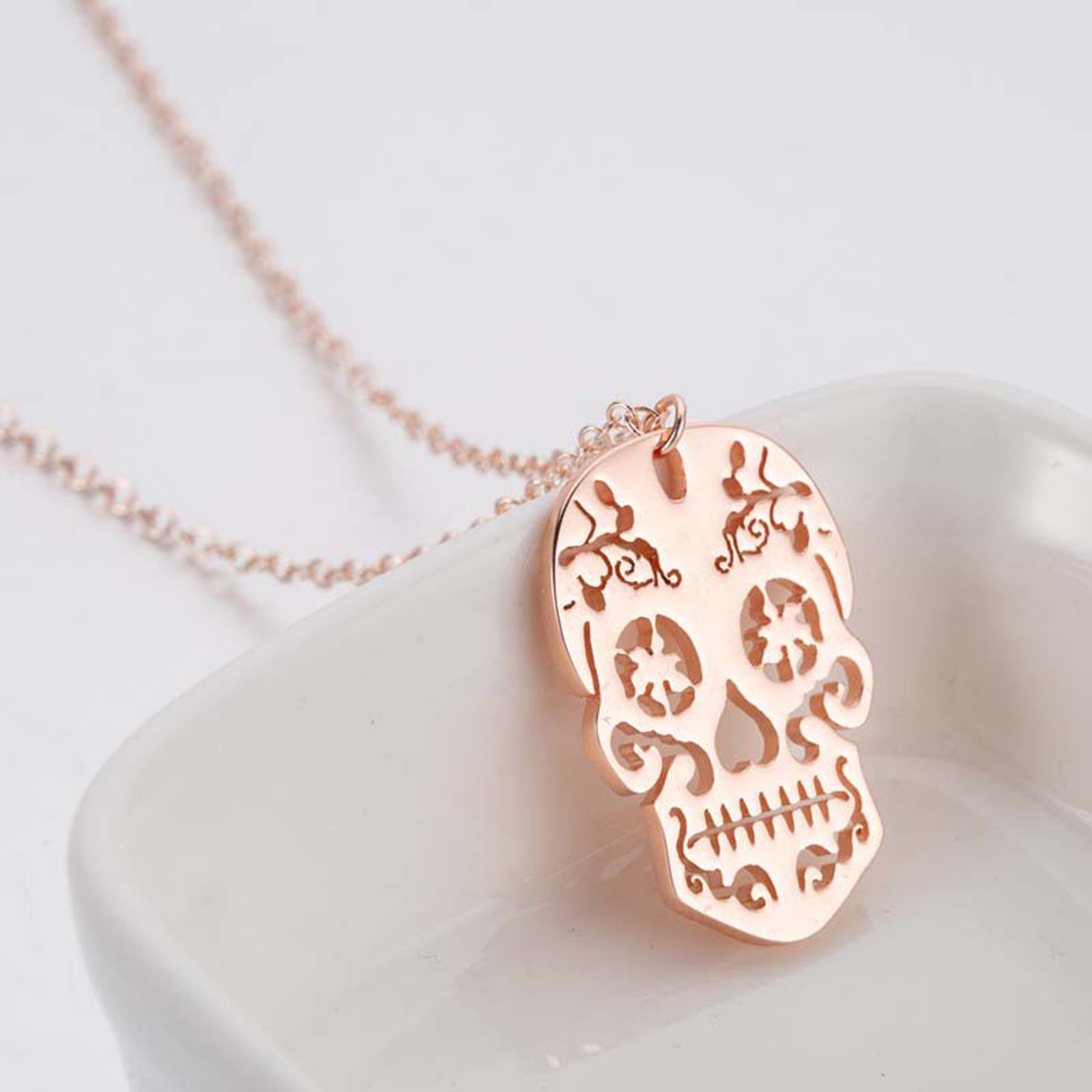 Picture of Stainless Steel Halloween Link Cable Chain Necklace Multicolor Skull Filigree Hollow 45cm(17 6/8") long