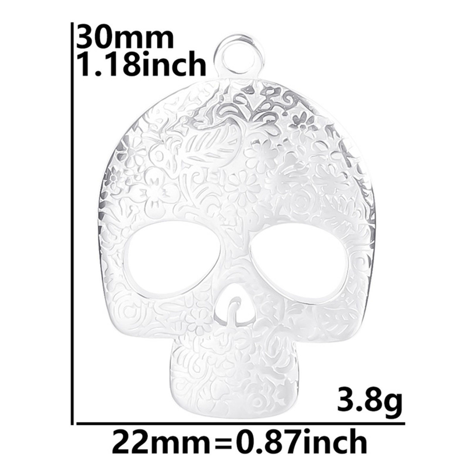 Bild von Edelstahl Halloween Charms Schädel Bunt Geschnitzte Muster Hohl 2 Stück