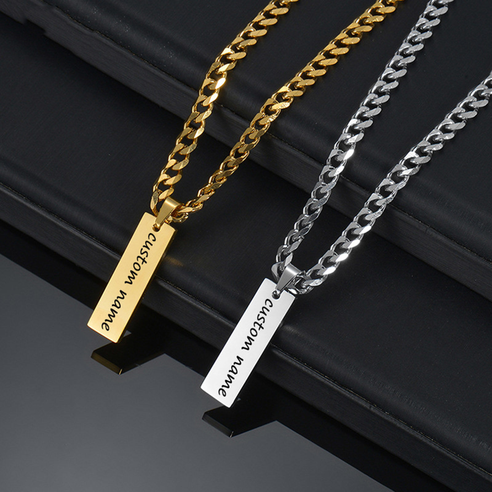 Picture of Stainless Steel Necklace Multicolor Rectangle Blank Stamping Tags Two Sides 48cm(18 7/8") long