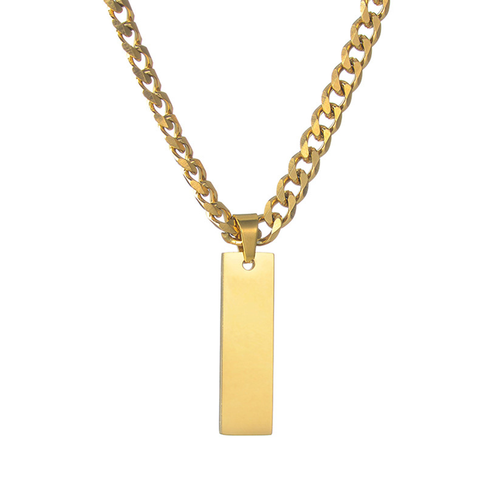 Picture of Stainless Steel Necklace Multicolor Rectangle Blank Stamping Tags Two Sides 48cm(18 7/8") long