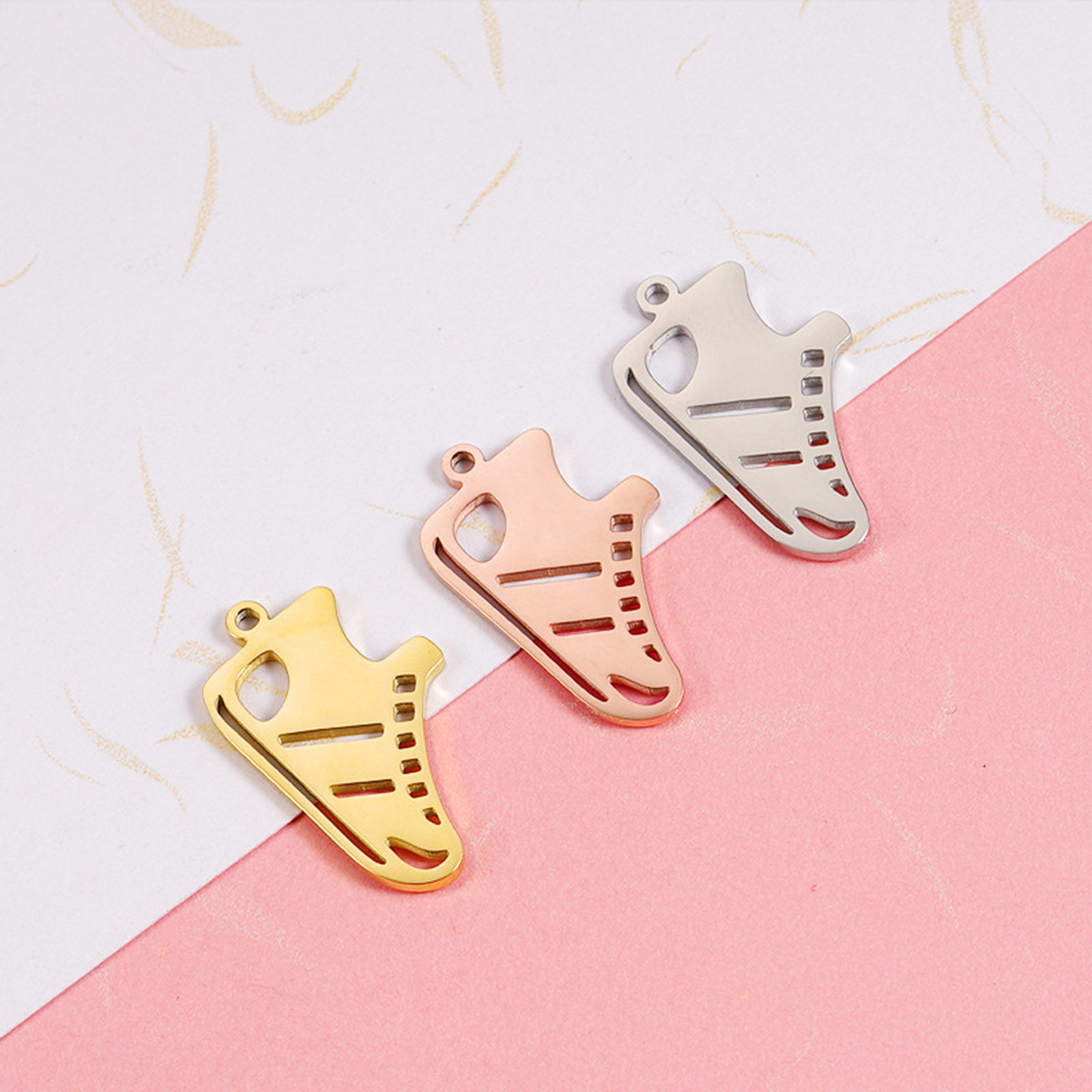 Picture of 304 Stainless Steel Charms Multicolor Shoes Hollow 26mm x 15mm