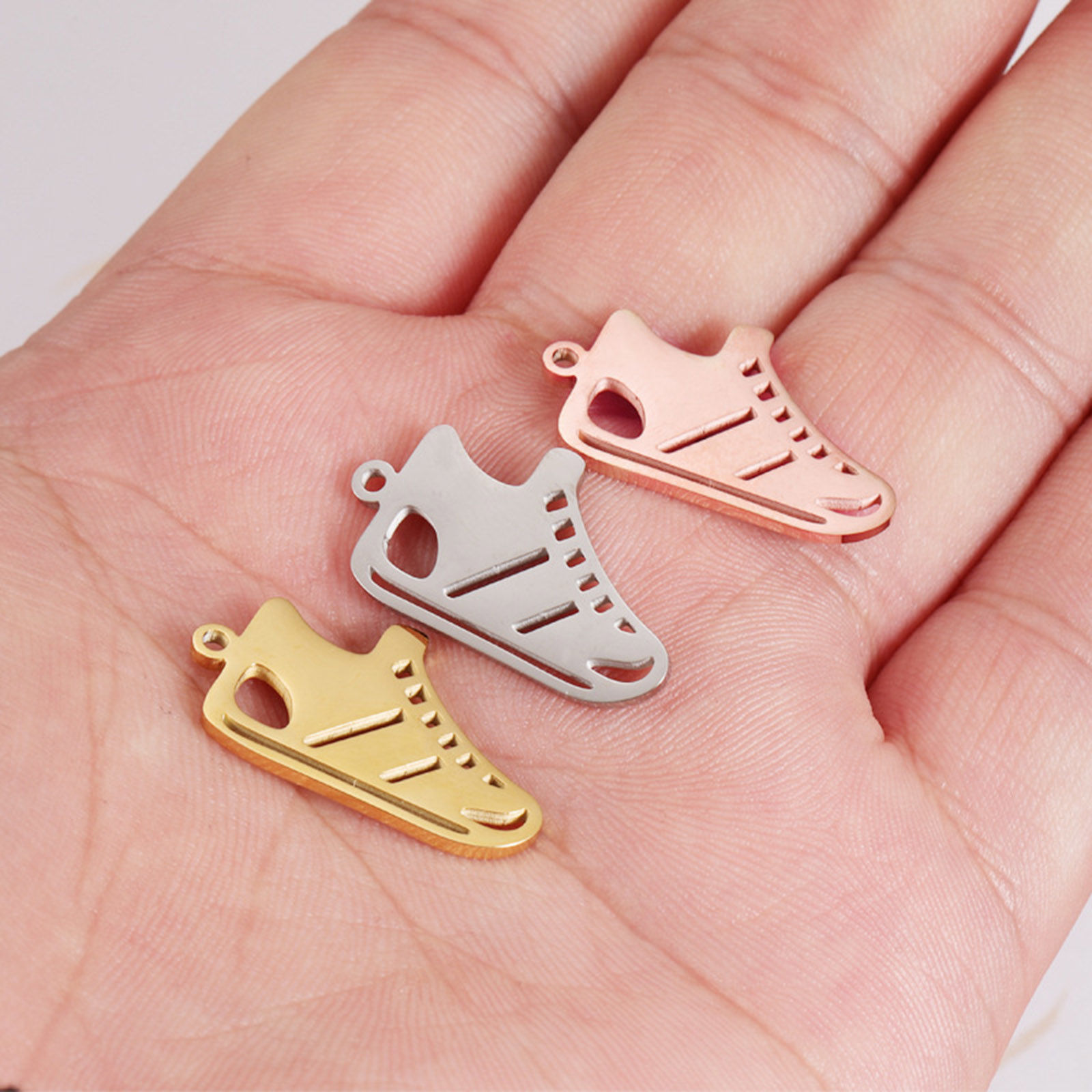 Picture of 304 Stainless Steel Charms Multicolor Shoes Hollow 26mm x 15mm