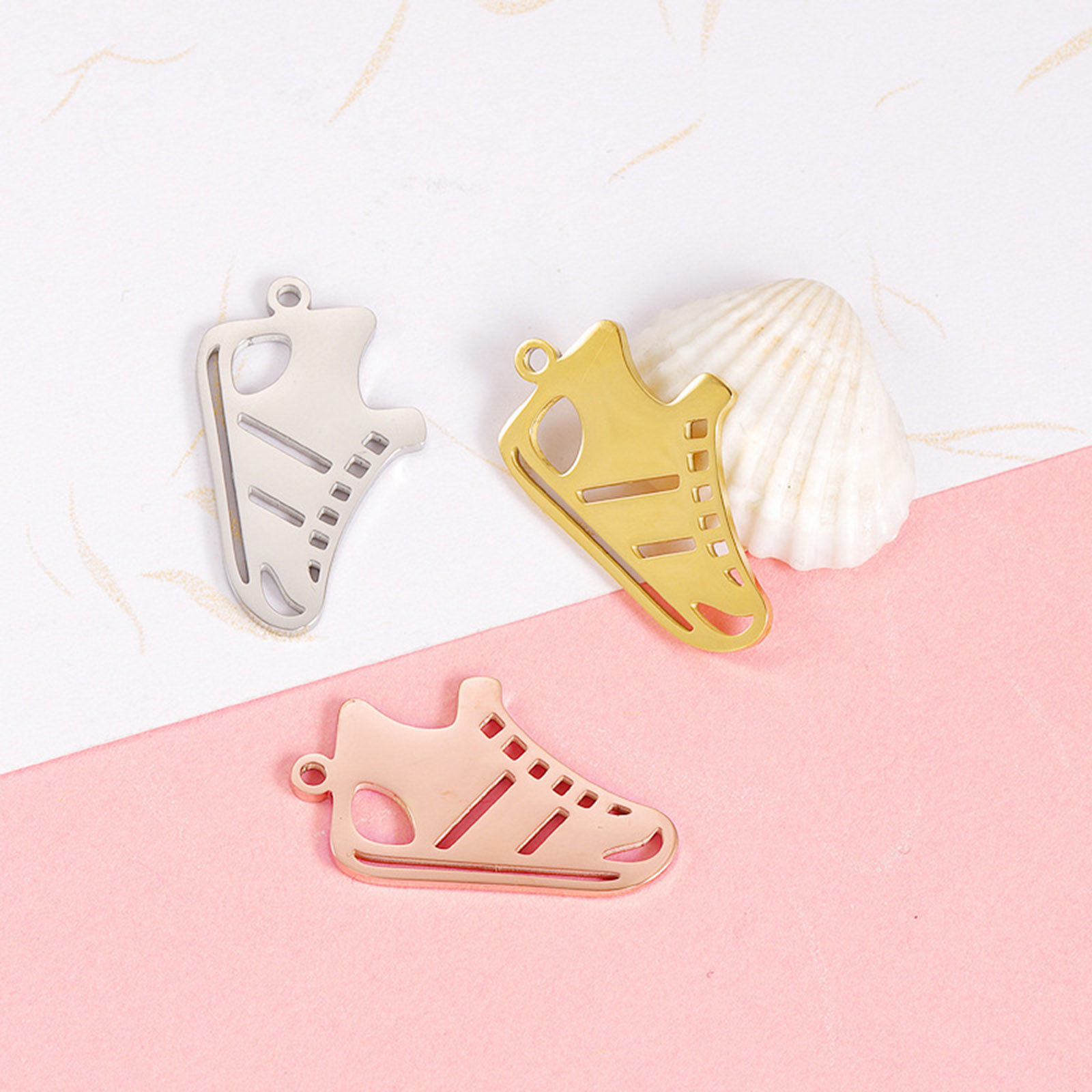 Picture of 304 Stainless Steel Charms Multicolor Shoes Hollow 26mm x 15mm