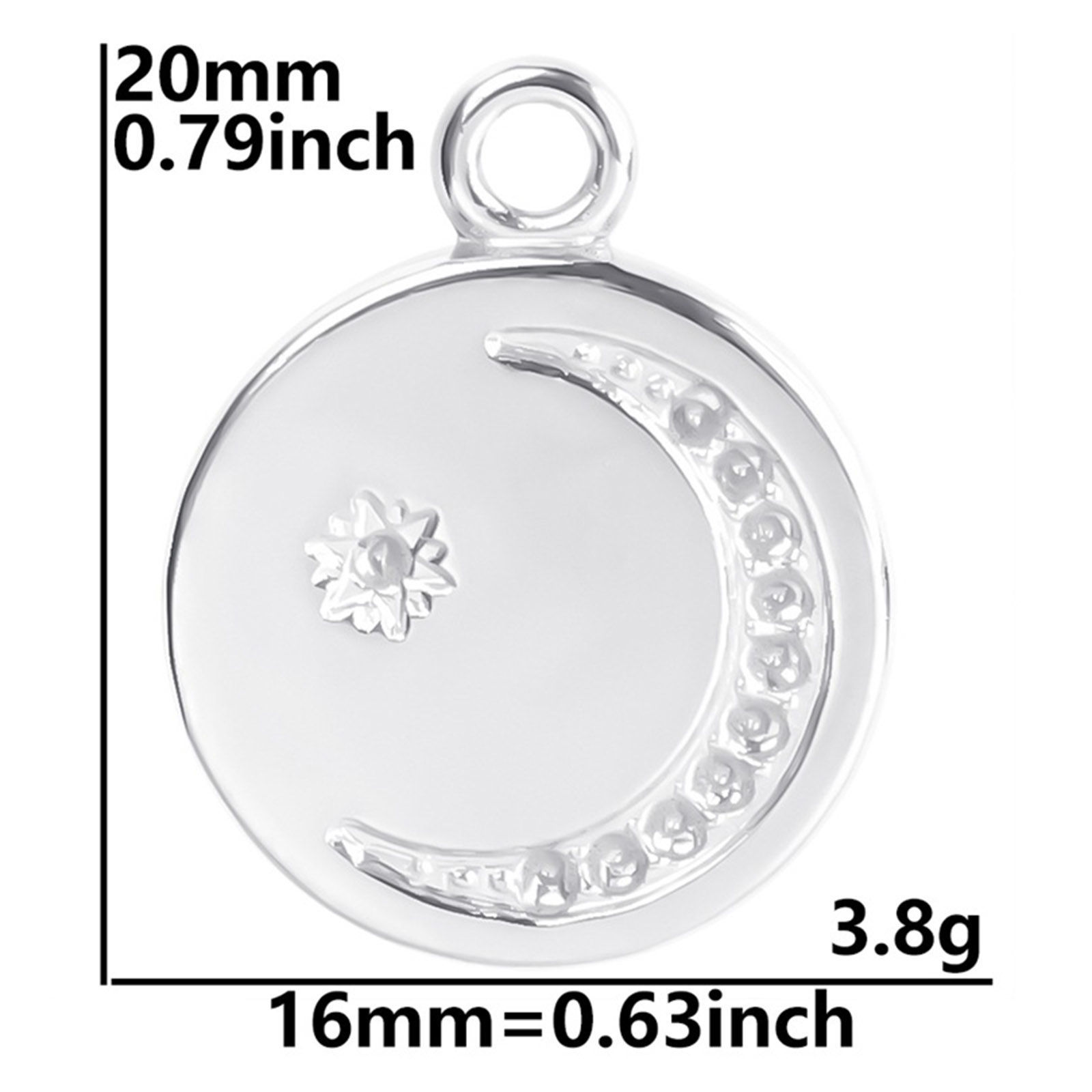 Picture of Stainless Steel Galaxy Charms Multicolor Round Moon (Can Hold 1mm Pointed Back Rhinestone) 20mm x 16mm, 2 PCs
