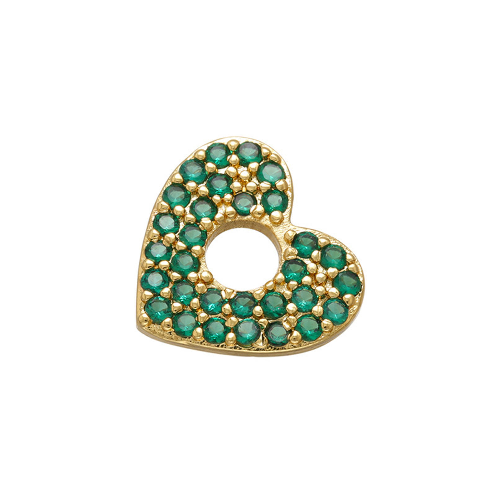 Picture of Brass Valentine's Day Charms 18K Gold Plated Heart Micro Pave Multicolour Cubic Zirconia 13mm x 12mm