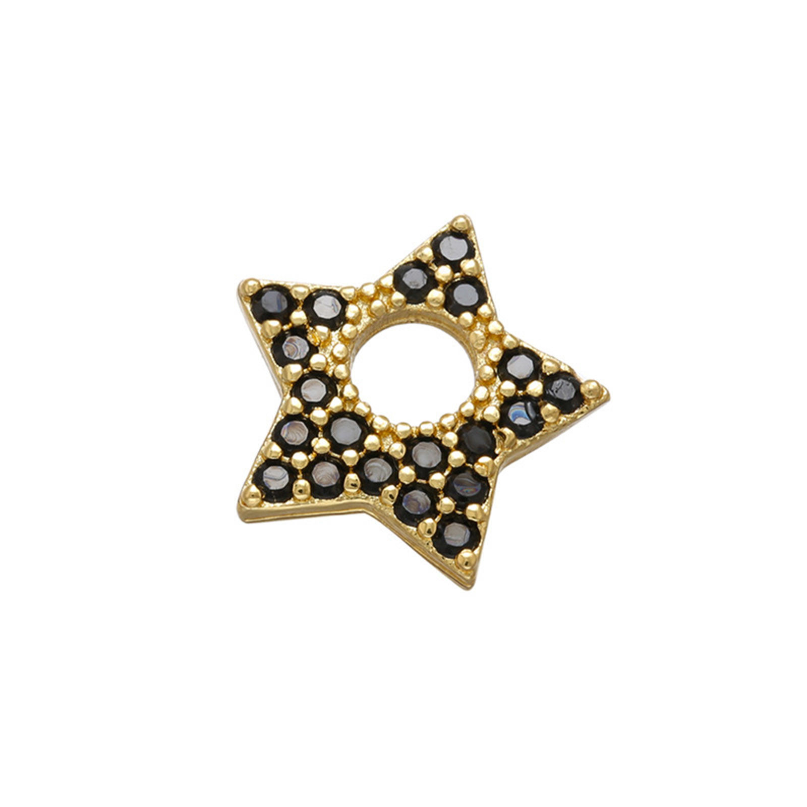 Picture of Brass Galaxy Charms 18K Gold Plated Pentagram Star Micro Pave Multicolour Cubic Zirconia 13mm x 12mm