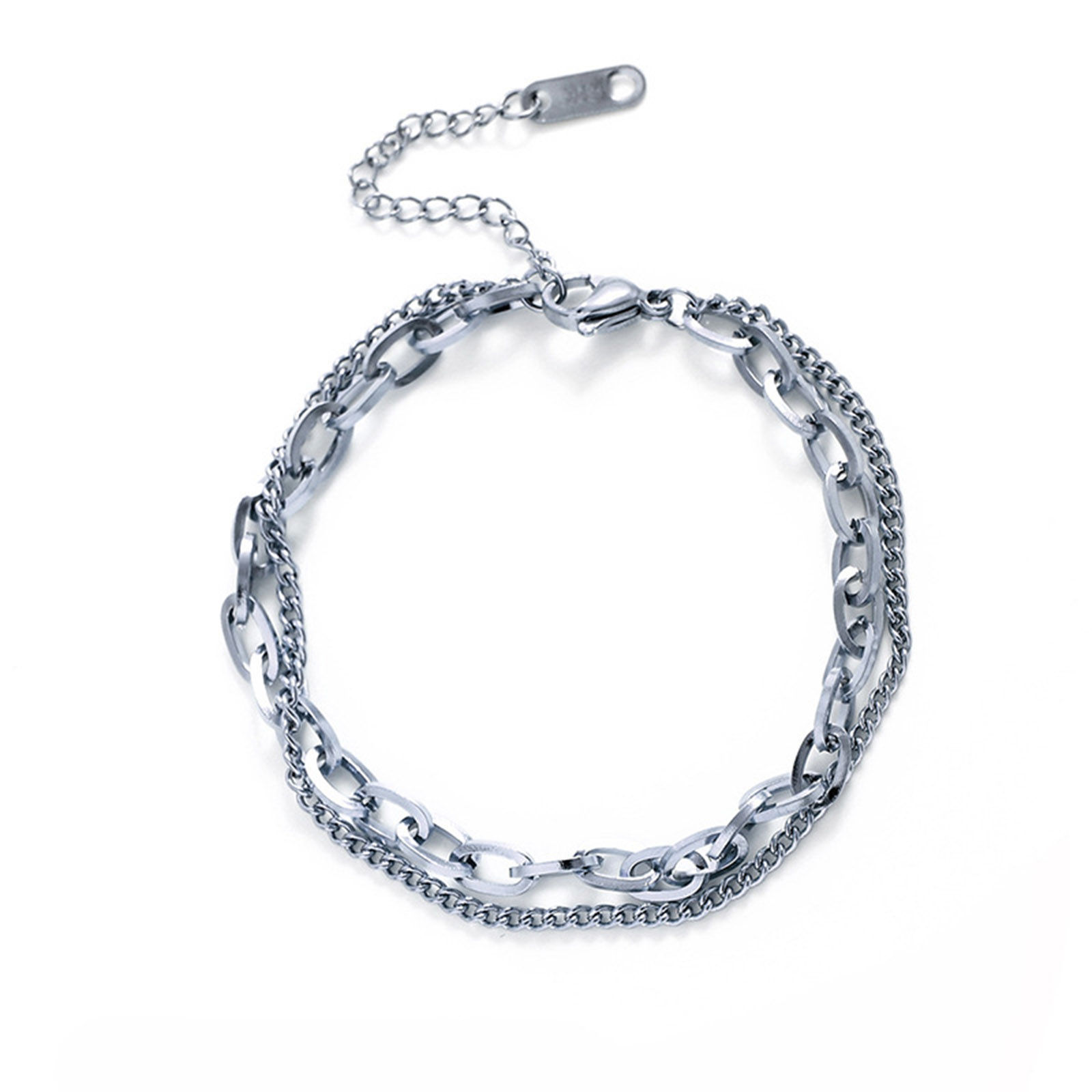 Imagen de 304 Acero Inoxidable Elegante Cadenas Collar Múltiples Capas Multicolor 17cm longitud, 1 Unidad