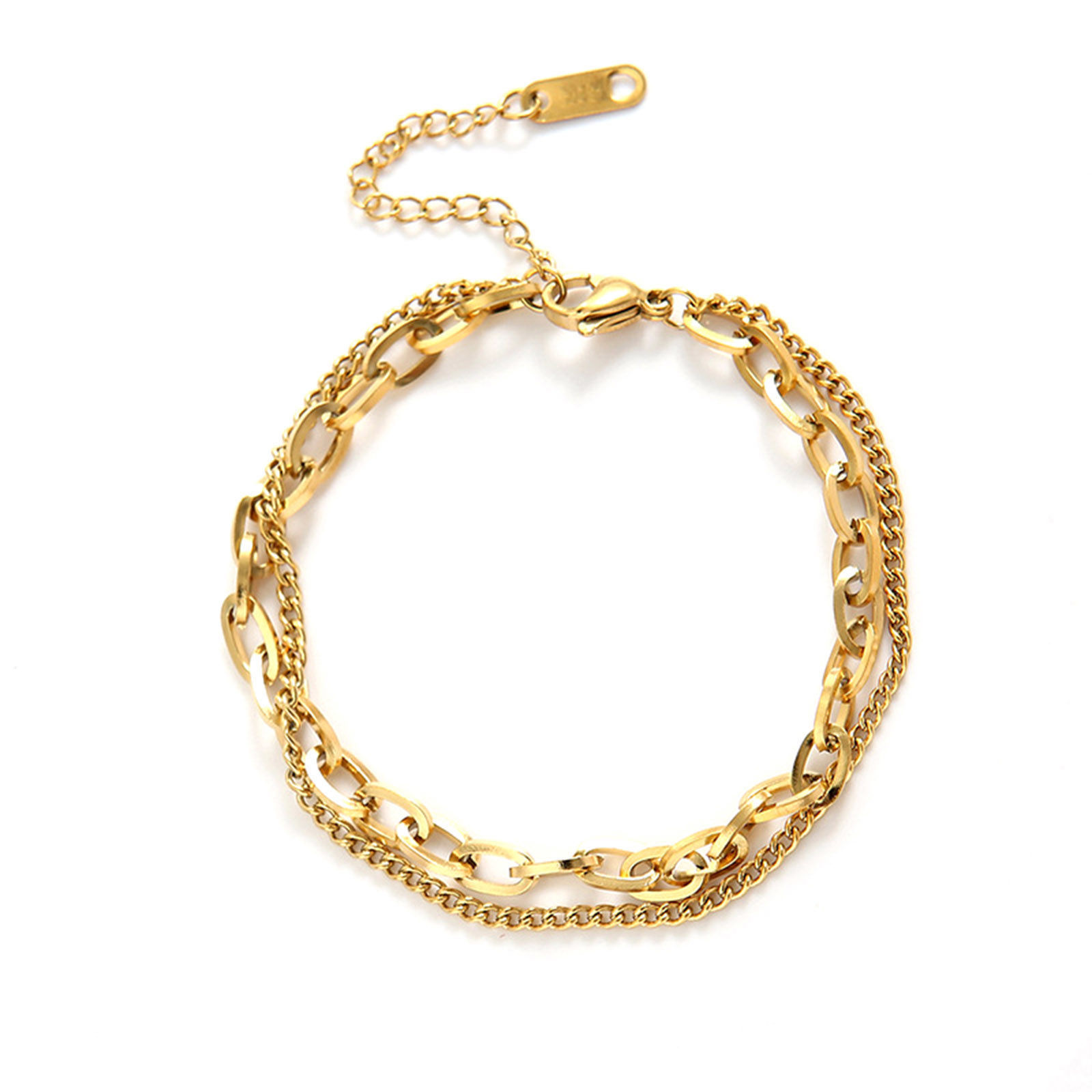 Imagen de 304 Acero Inoxidable Elegante Cadenas Collar Múltiples Capas Multicolor 17cm longitud, 1 Unidad