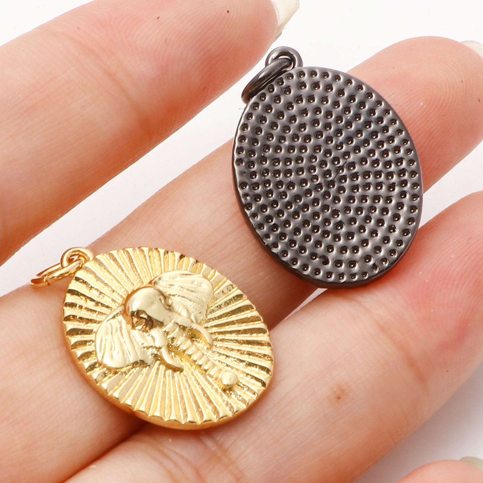 Picture of Brass Charms Gold Plated Black Elephant Head Heart
