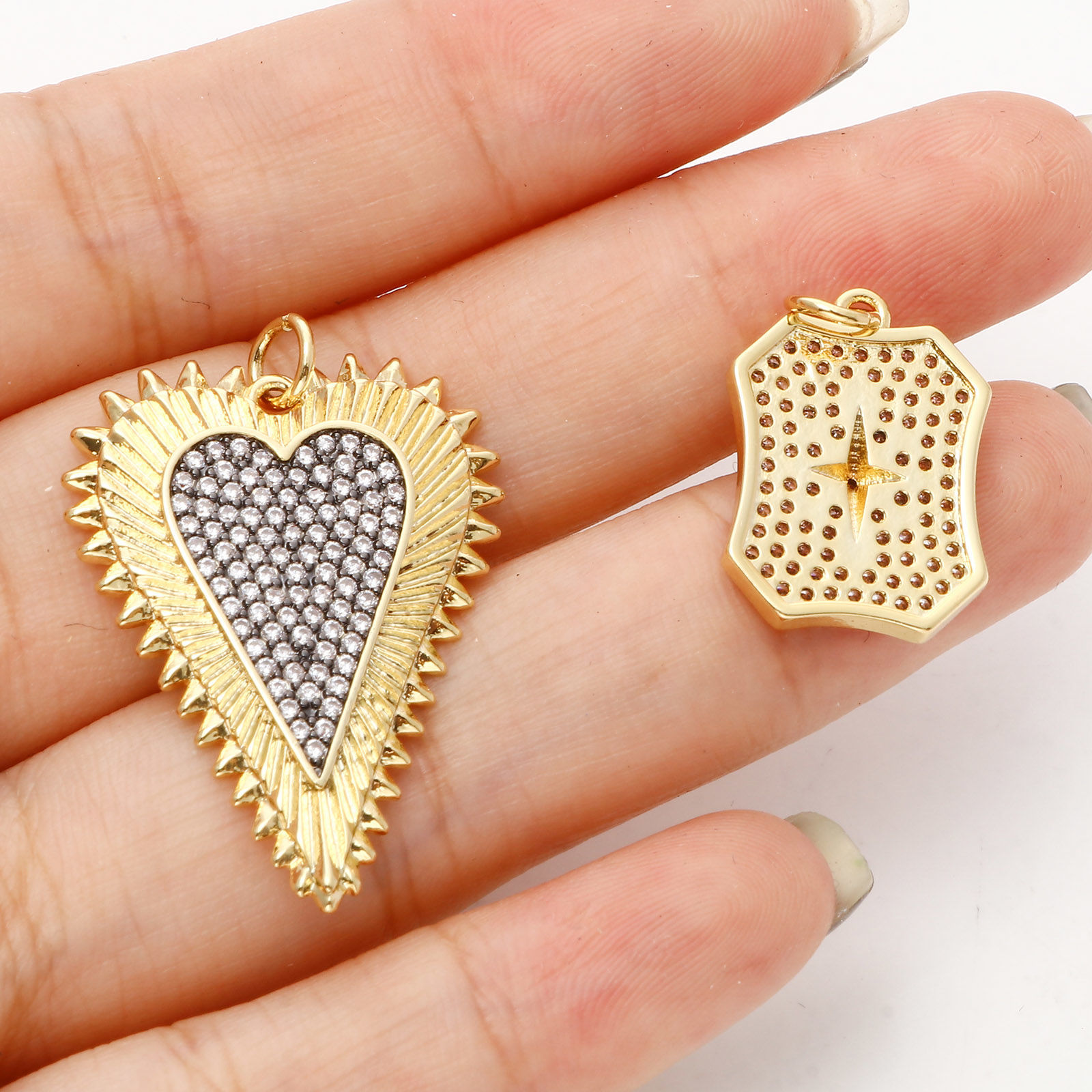 Picture of Brass Micro Pave Gold Plated Black Clear Cubic Zirconia