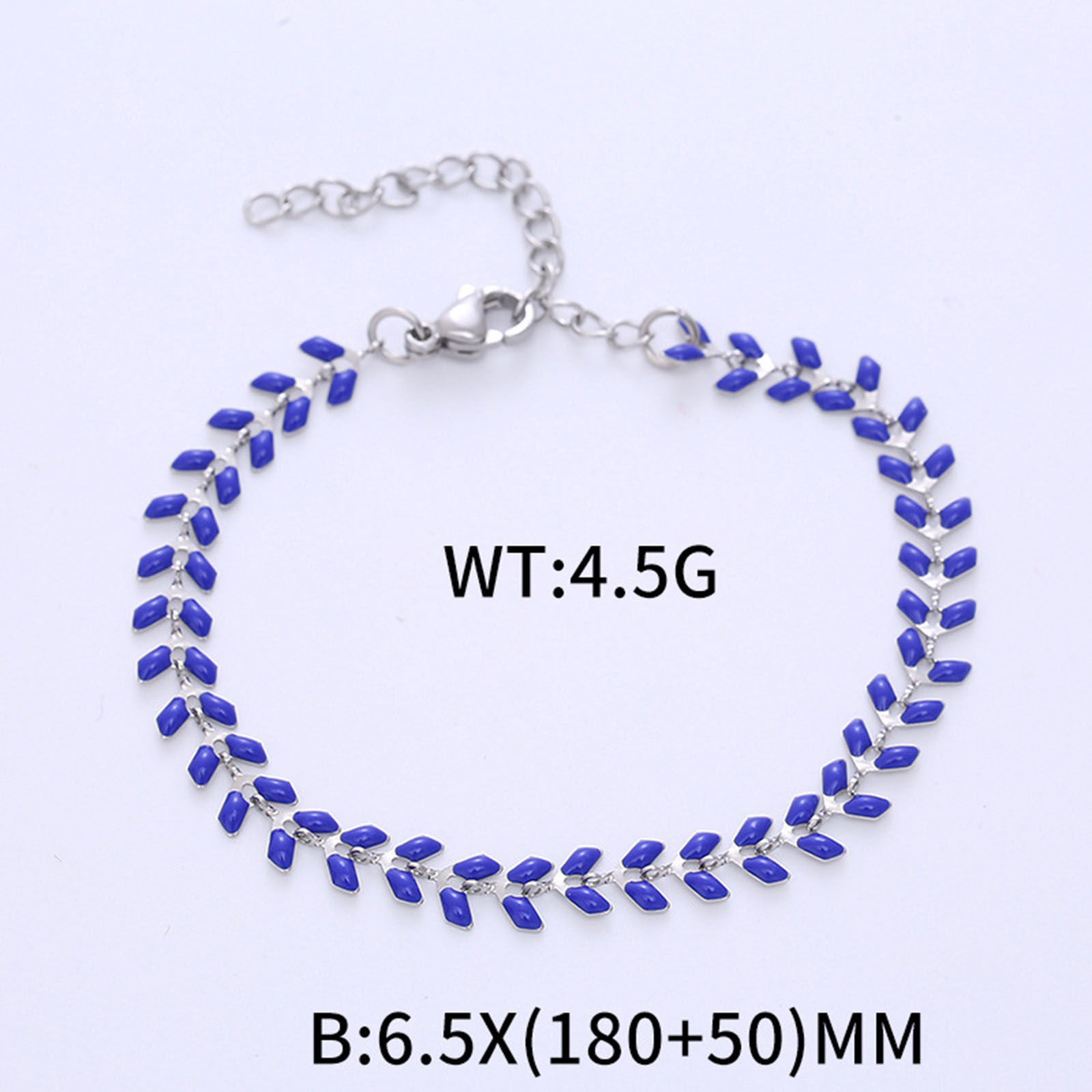 Picture of 304 Stainless Steel Stylish Link Chain Bracelets Silver Tone Multicolor Arrowhead Enamel 18cm(7 1/8") long