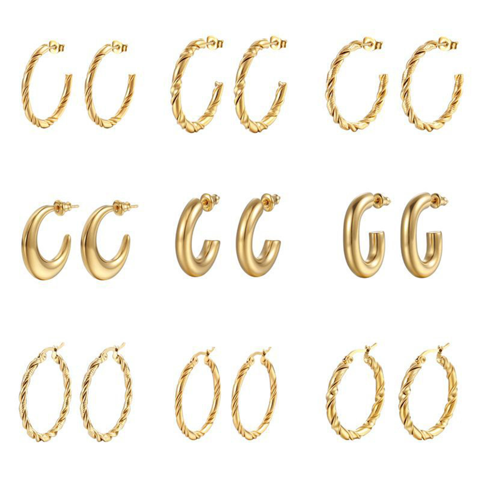 Picture of 304 Stainless Steel Stylish Hoop Earrings Multicolor C Shape
