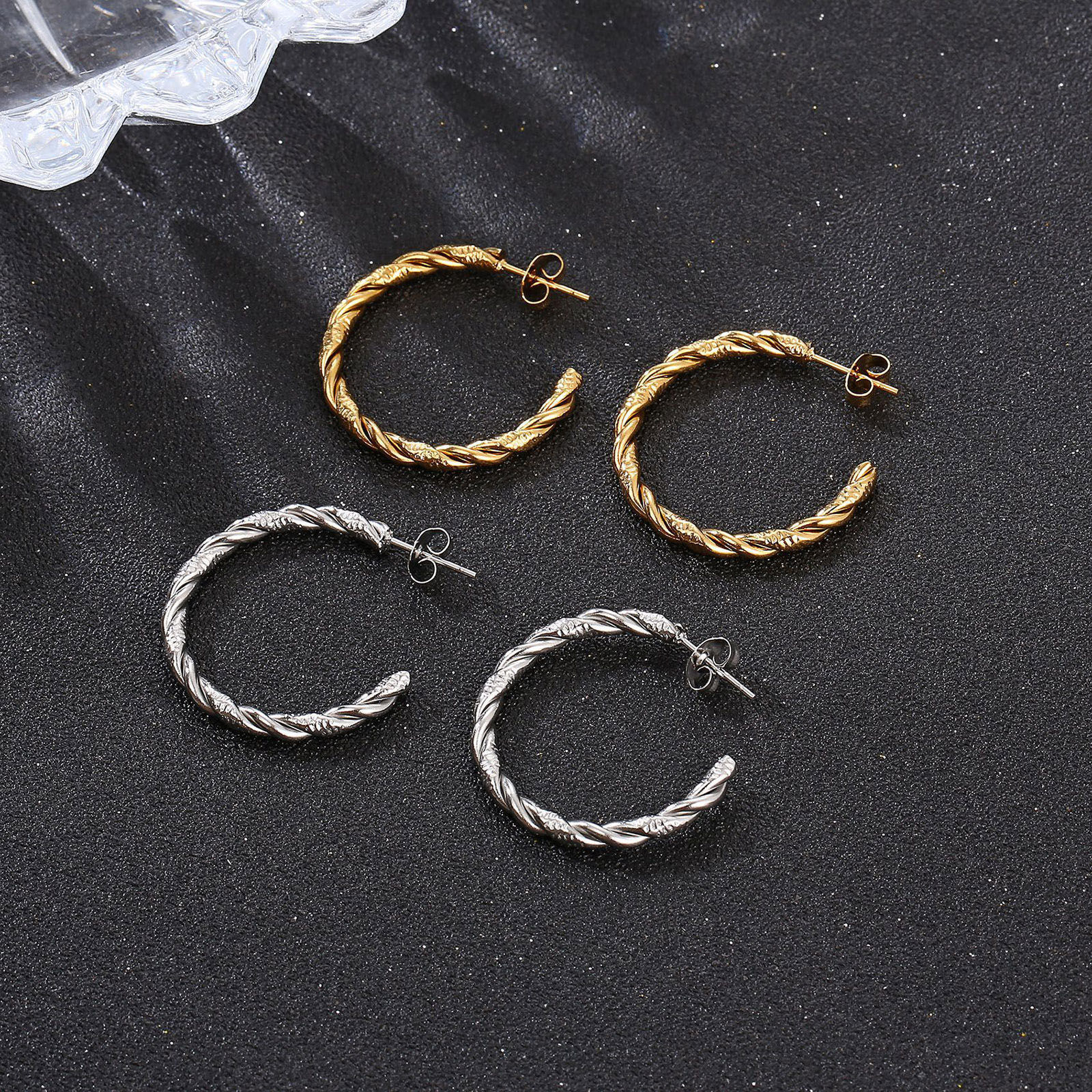 Picture of 304 Stainless Steel Stylish Hoop Earrings Multicolor C Shape