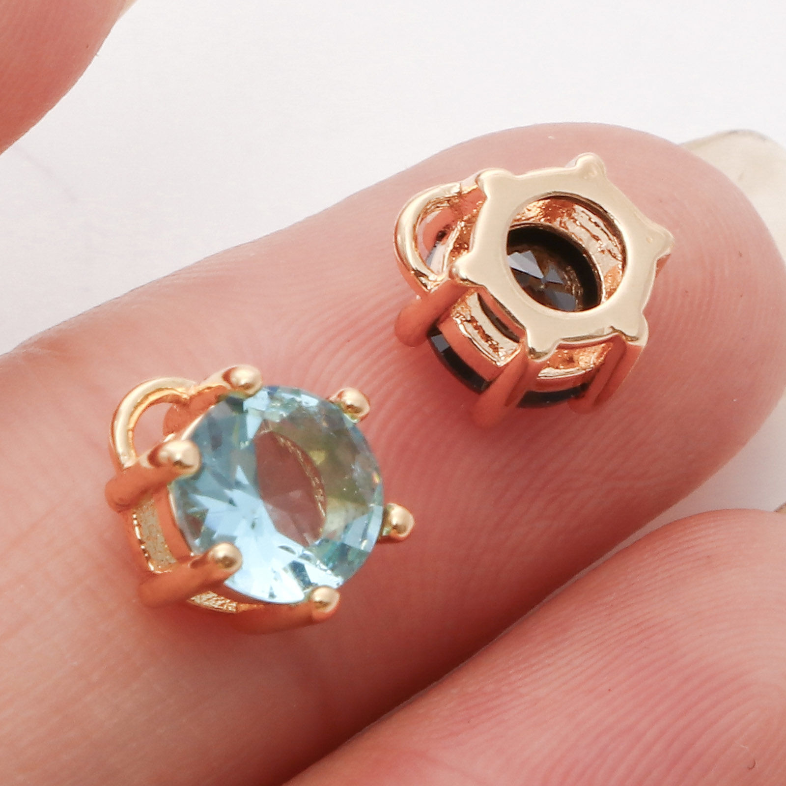 Bild von Messing Charms Hexagon Echtgold plattiert Bunt Zirkonia 8mm x 7mm, 5 Stück