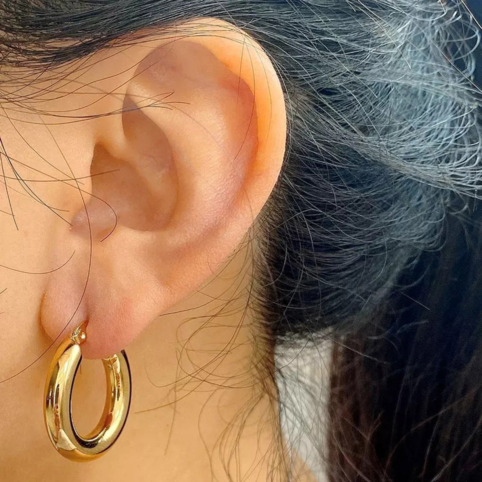 Imagen de 304 Acero Inoxidable Elegante Pendientes Círculos Multicolor Ronda 1 Par