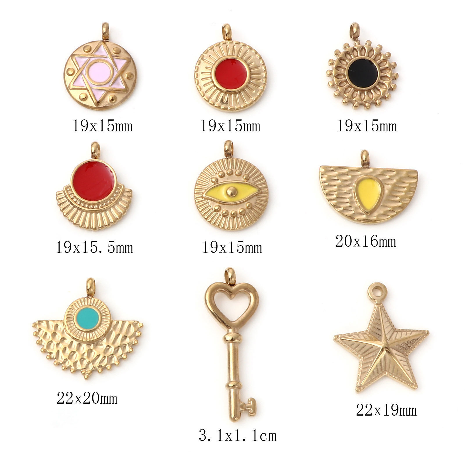 Image de Pendentifs en 304 Acier Inoxydable Géométrique Doré Émail 1 Pièce