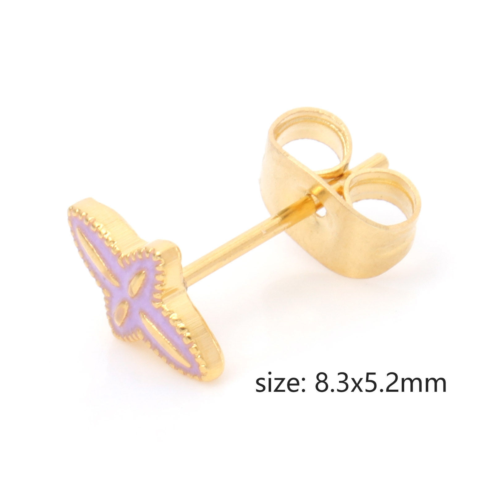 316ステンレス鋼 宗教 ピアスイヤリング 金メッキ 多色 クロス エナメル 8.3mm x 5.2mm、ワイヤーサイズ: （21号）、1 ペア の画像