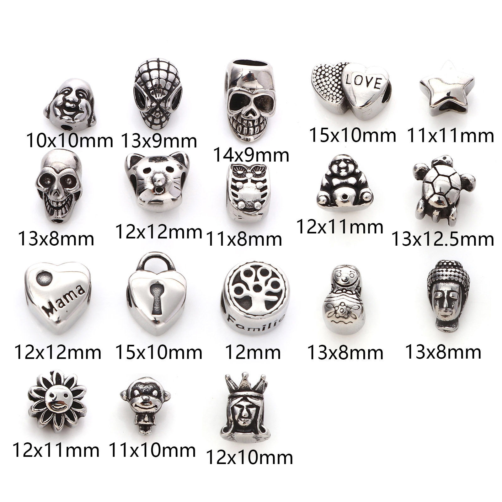Picture of 304 Stainless Steel Beads Antique Silver Color