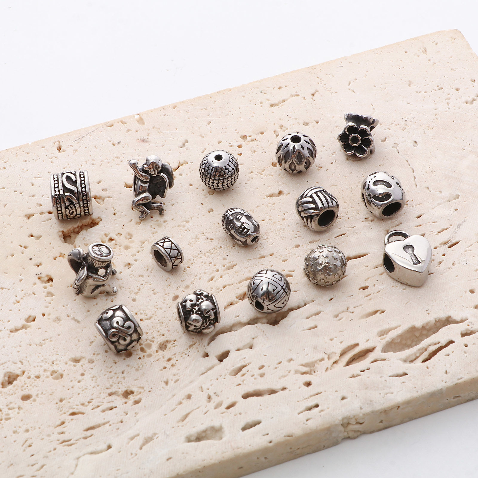 Picture of 304 Stainless Steel Beads Antique Silver Color