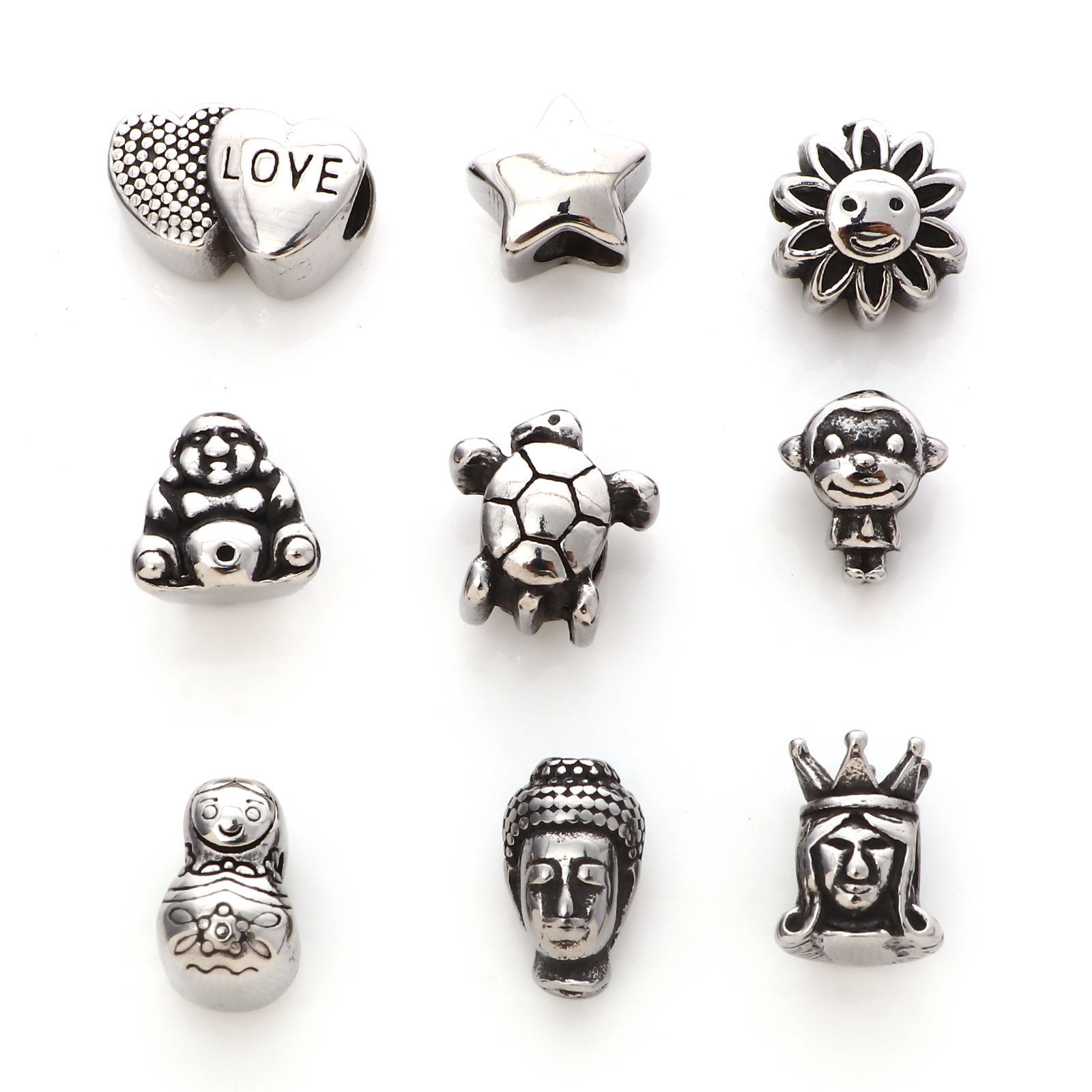 Picture of 304 Stainless Steel Beads Antique Silver Color