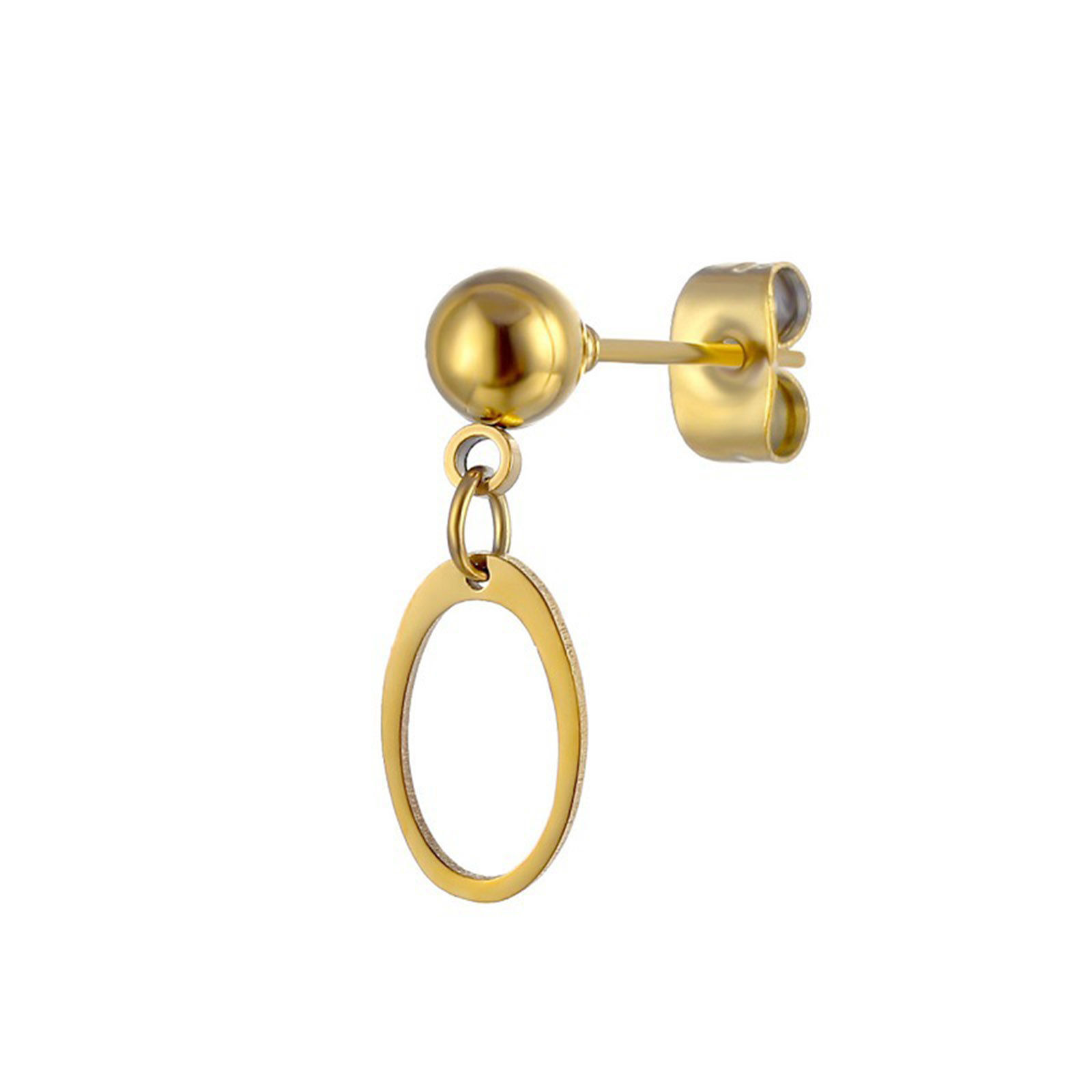 Picture of Titanium Steel Geometry Series Ear Post Stud Earrings Gold Plated 15mm