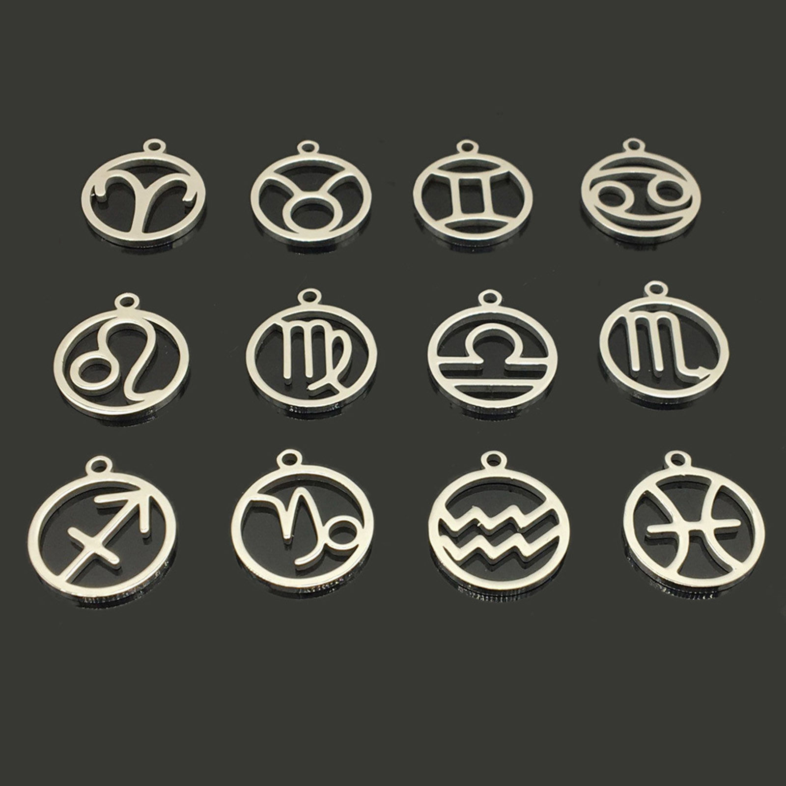 Image de Breloques en 202 Acier Inoxydable Rond Argent Mat Constellation Creux 18mm x 16mm , 5 Pcs