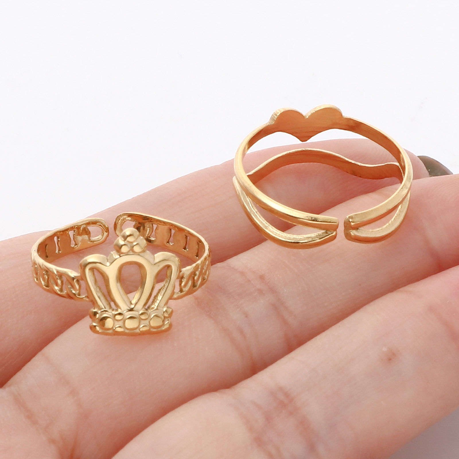 Picture of 304 Stainless Steel Stylish Open Adjustable Rings Gold Plated Hollow 16.5mm(US Size 6)