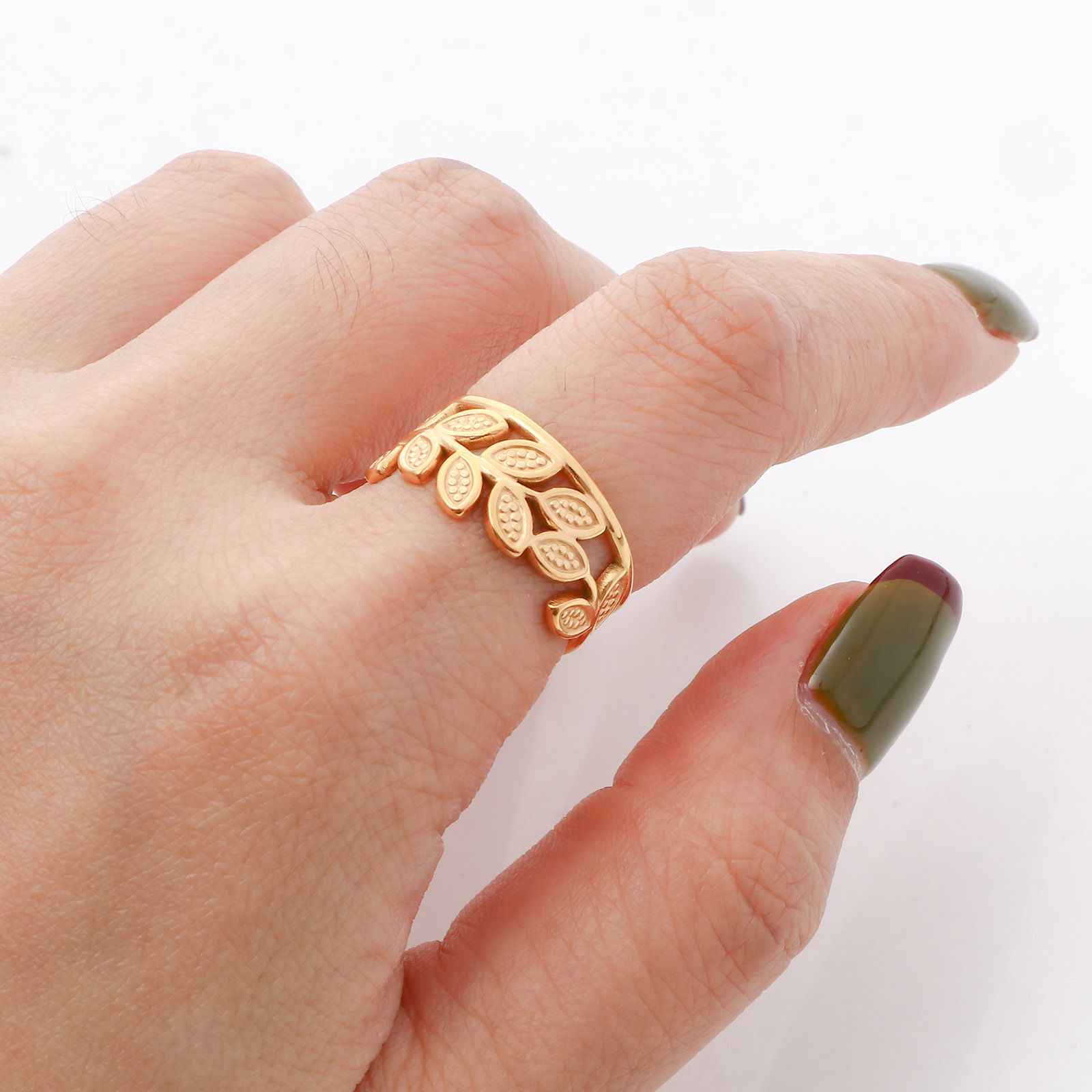 Picture of 304 Stainless Steel Stylish Open Adjustable Rings Gold Plated Hollow 16.5mm(US Size 6)