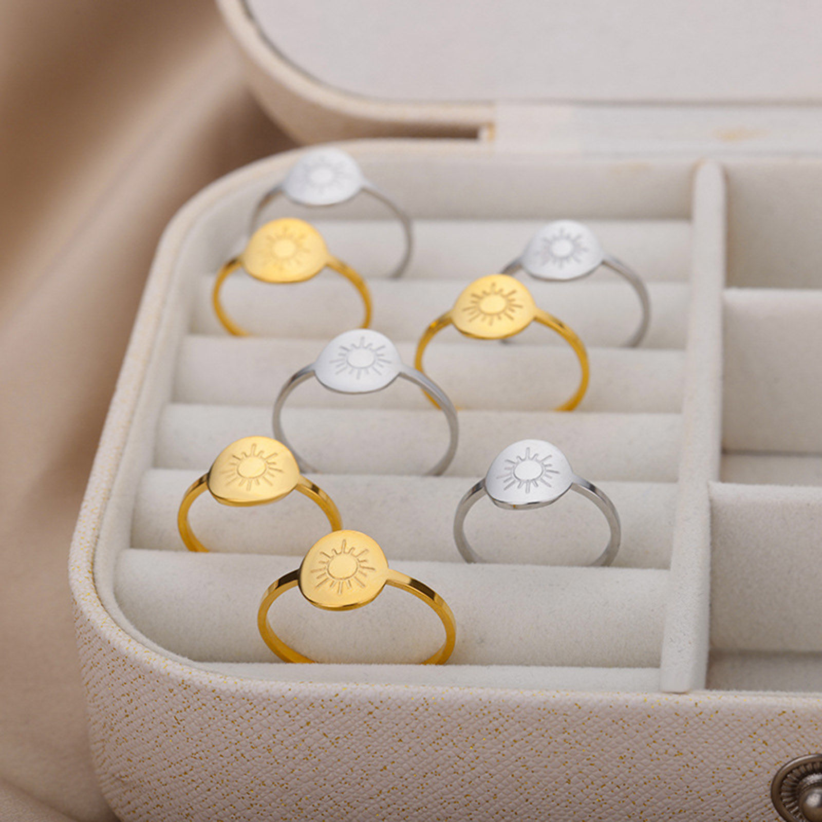 Picture of 304 Stainless Steel Ins Style Unadjustable Rings Sun & Moon