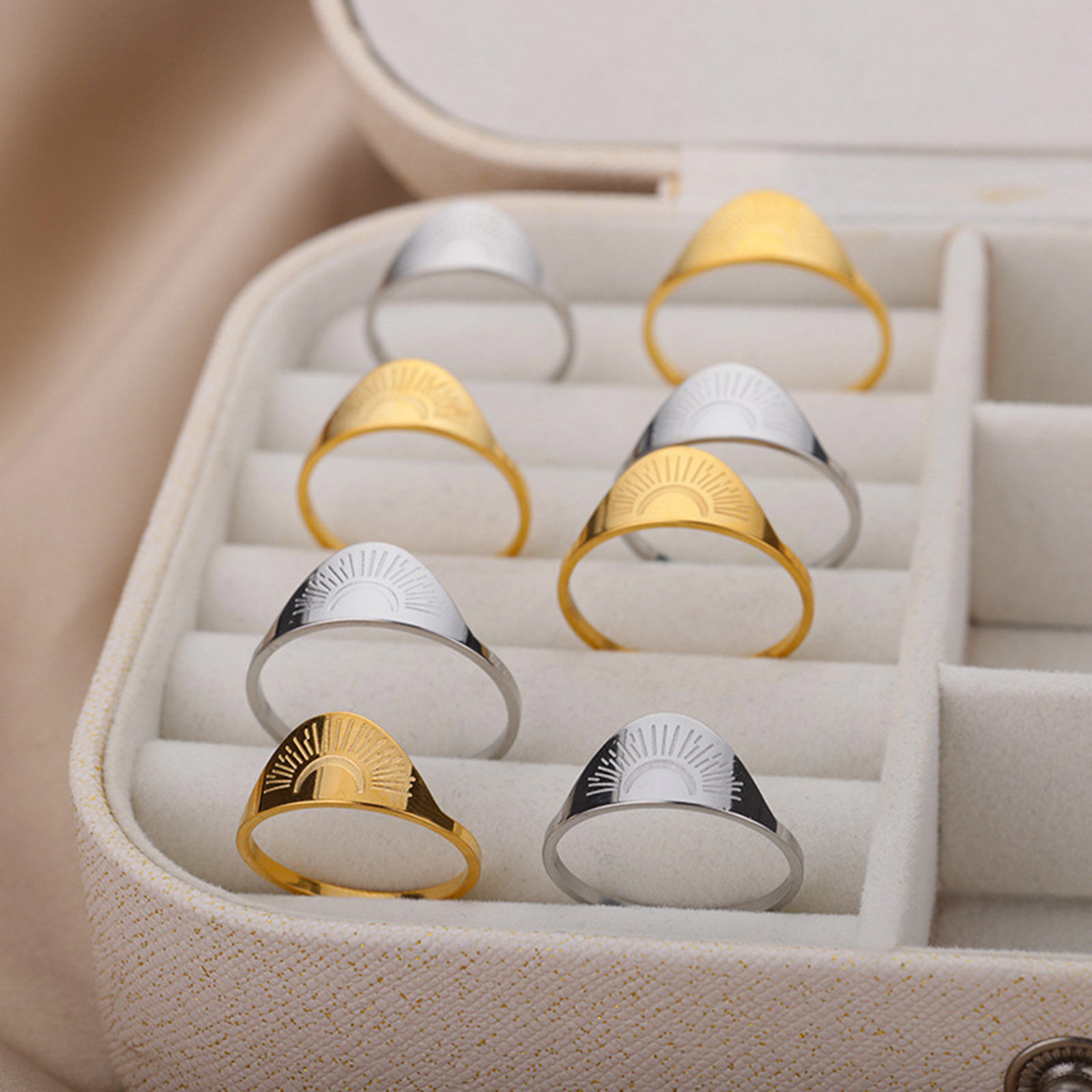 Picture of 304 Stainless Steel Ins Style Unadjustable Rings Sun & Moon