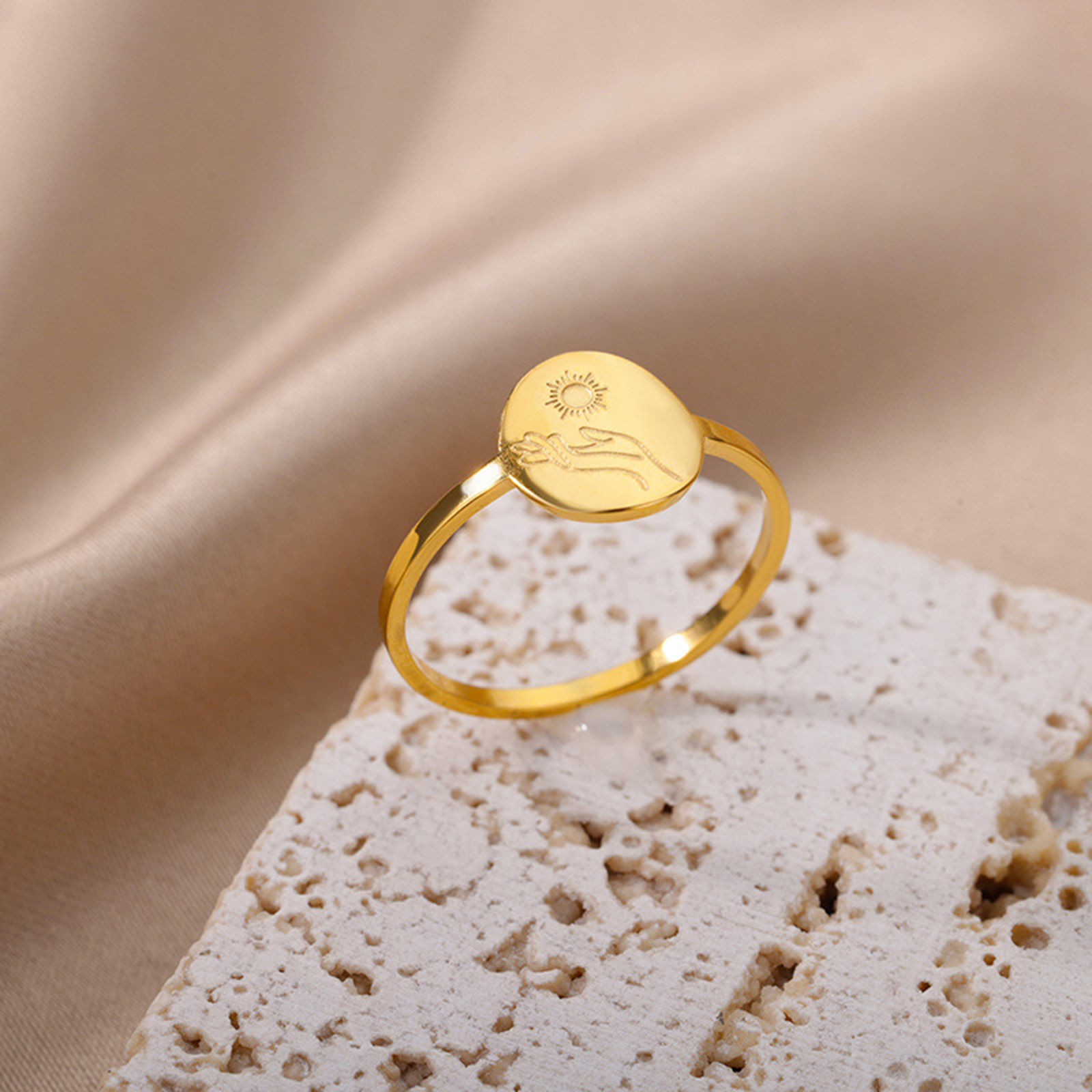 Picture of 304 Stainless Steel Ins Style Unadjustable Rings Sun & Moon