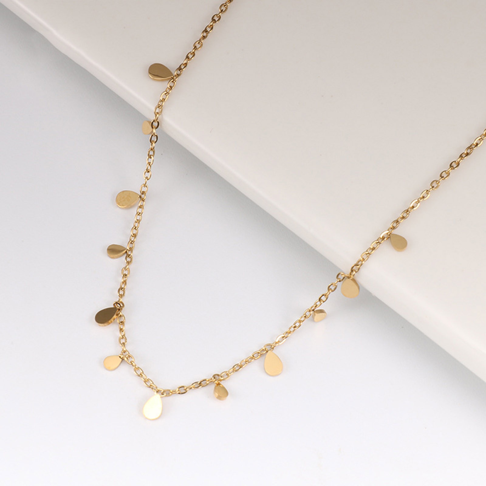 Picture of Eco-friendly Simple & Casual Stylish 14K Gold Plated 304 Stainless Steel Link Cable Chain Tassel Pendant Necklace For Women