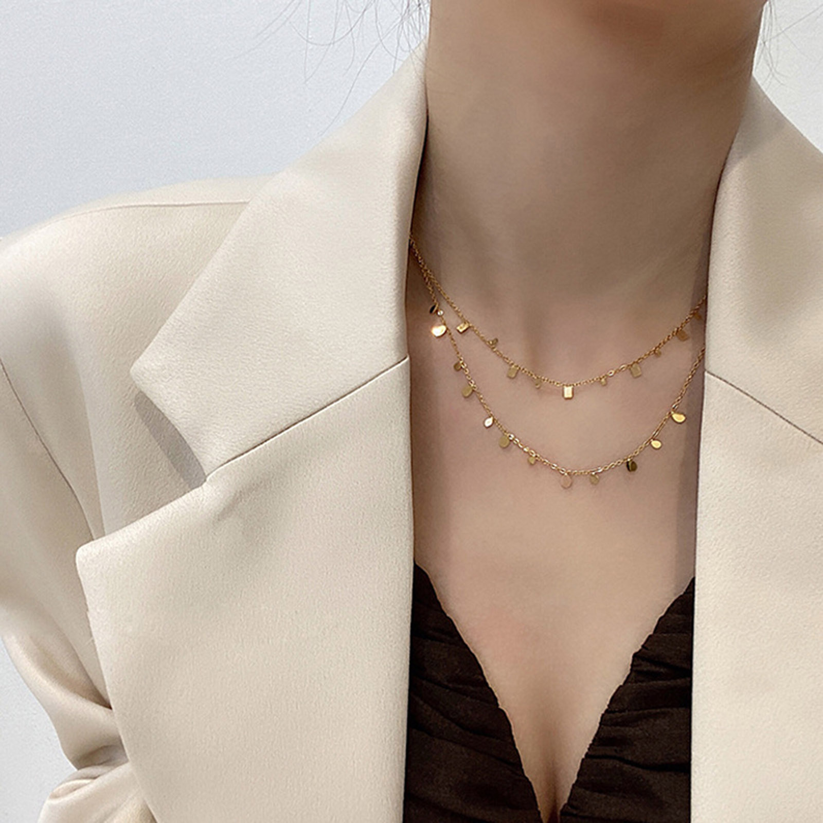 Picture of Eco-friendly Simple & Casual Stylish 14K Gold Plated 304 Stainless Steel Link Cable Chain Tassel Pendant Necklace For Women