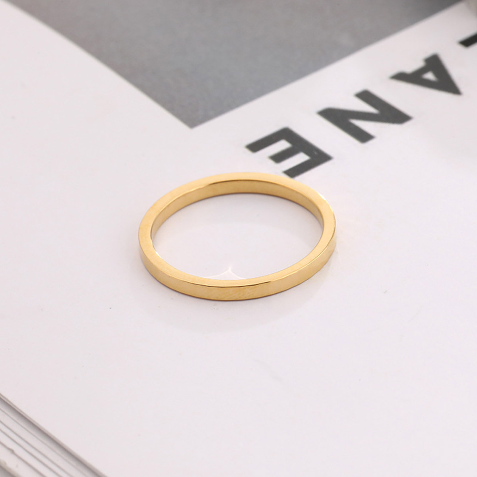 Изображение Экологичный Простой & повседневный Простой 18K настоящее золото с покрытием 304 Нержавеющая Сталь Нерегулируемый Кольца Для женщин 1 ШТ