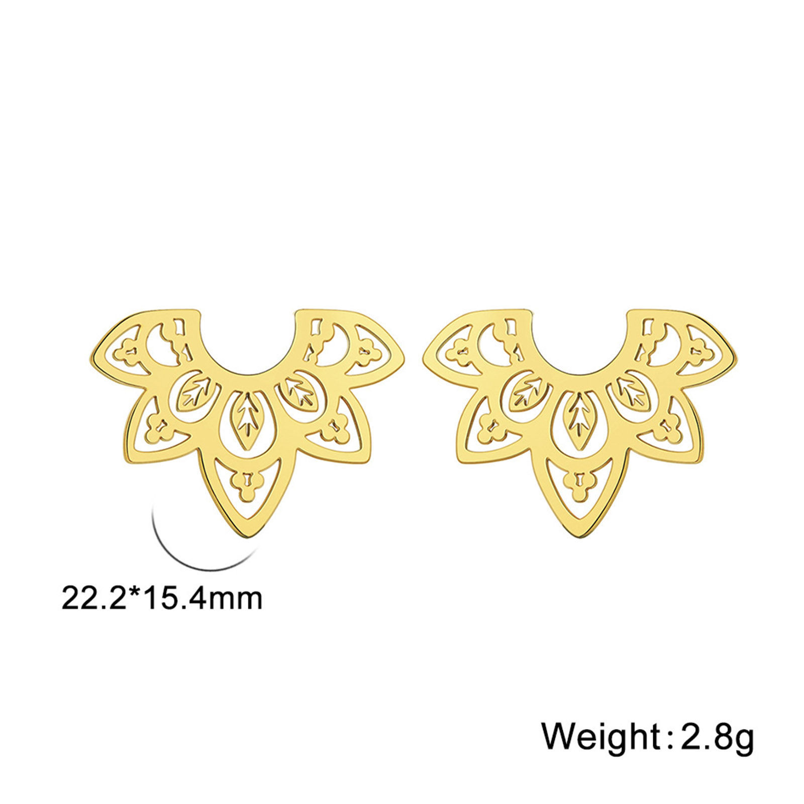 Picture of Titanium Steel Baroque Ear Post Stud Earrings Multicolor Lotus Flower Hollow 22.2mm x 15.4mm