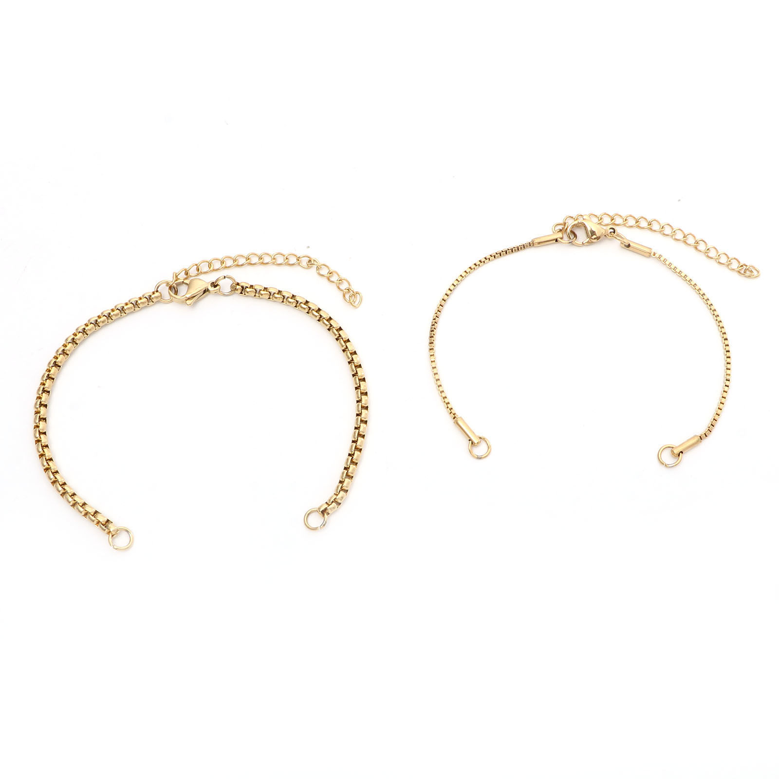 Picture of 304 Stainless Steel Link Chain Semi-finished Bracelets For DIY Handmade Jewelry Making Gold Plated 17cm(6 6/8") long
