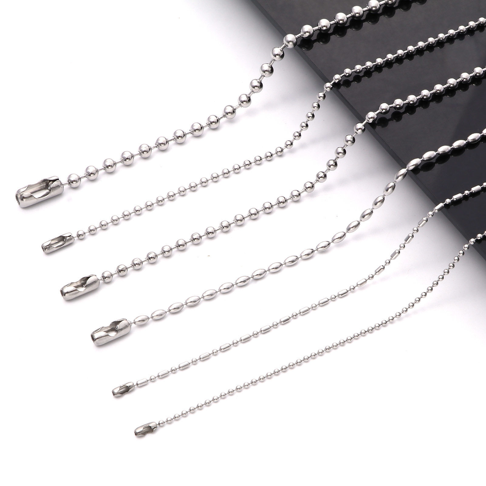 Imagen de 304 Acero Inoxidable Cadenas Bola Collares Tono de Plata 60cm longitud, 1 Unidad