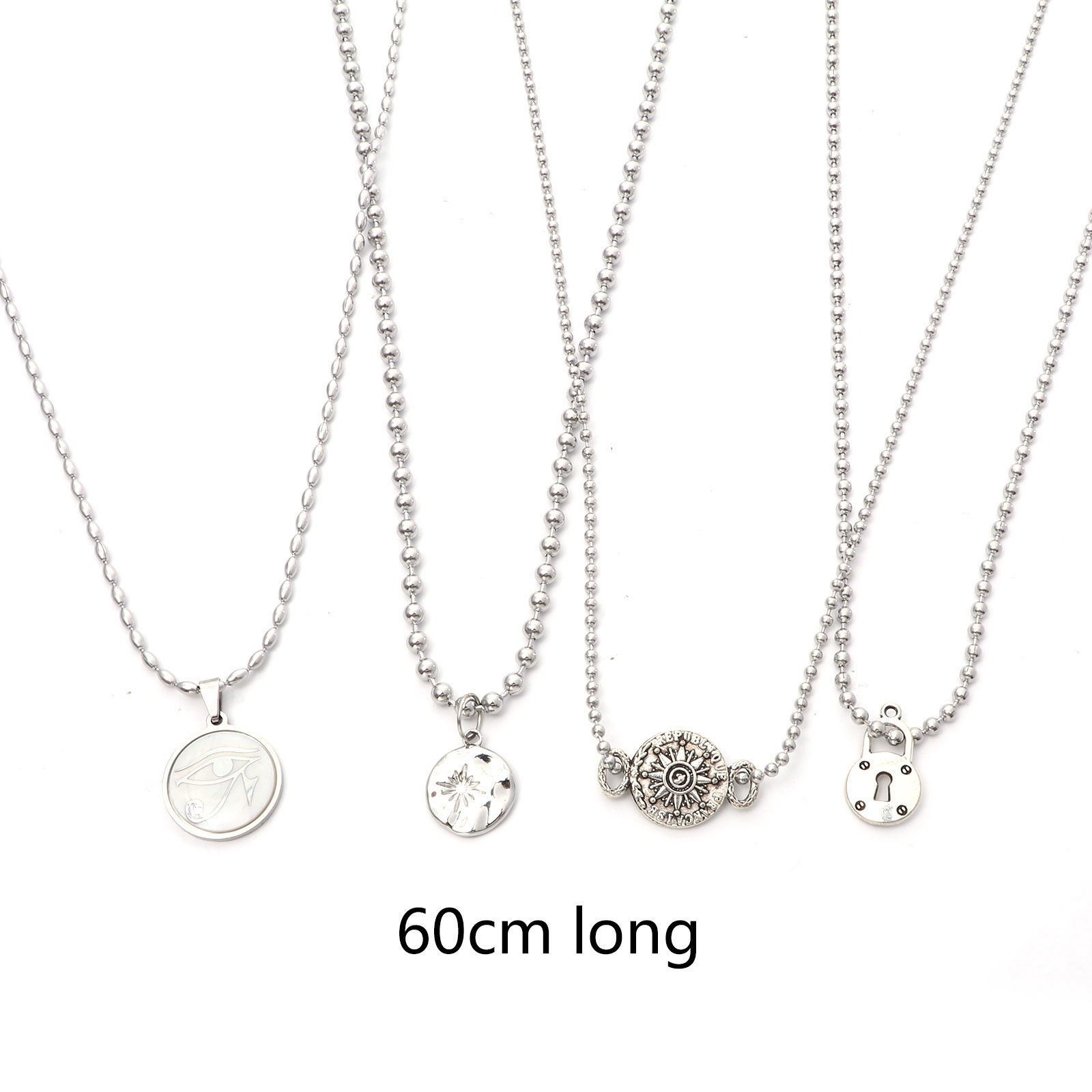 Imagen de 304 Acero Inoxidable Cadenas Bola Collares Tono de Plata 60cm longitud, 1 Unidad