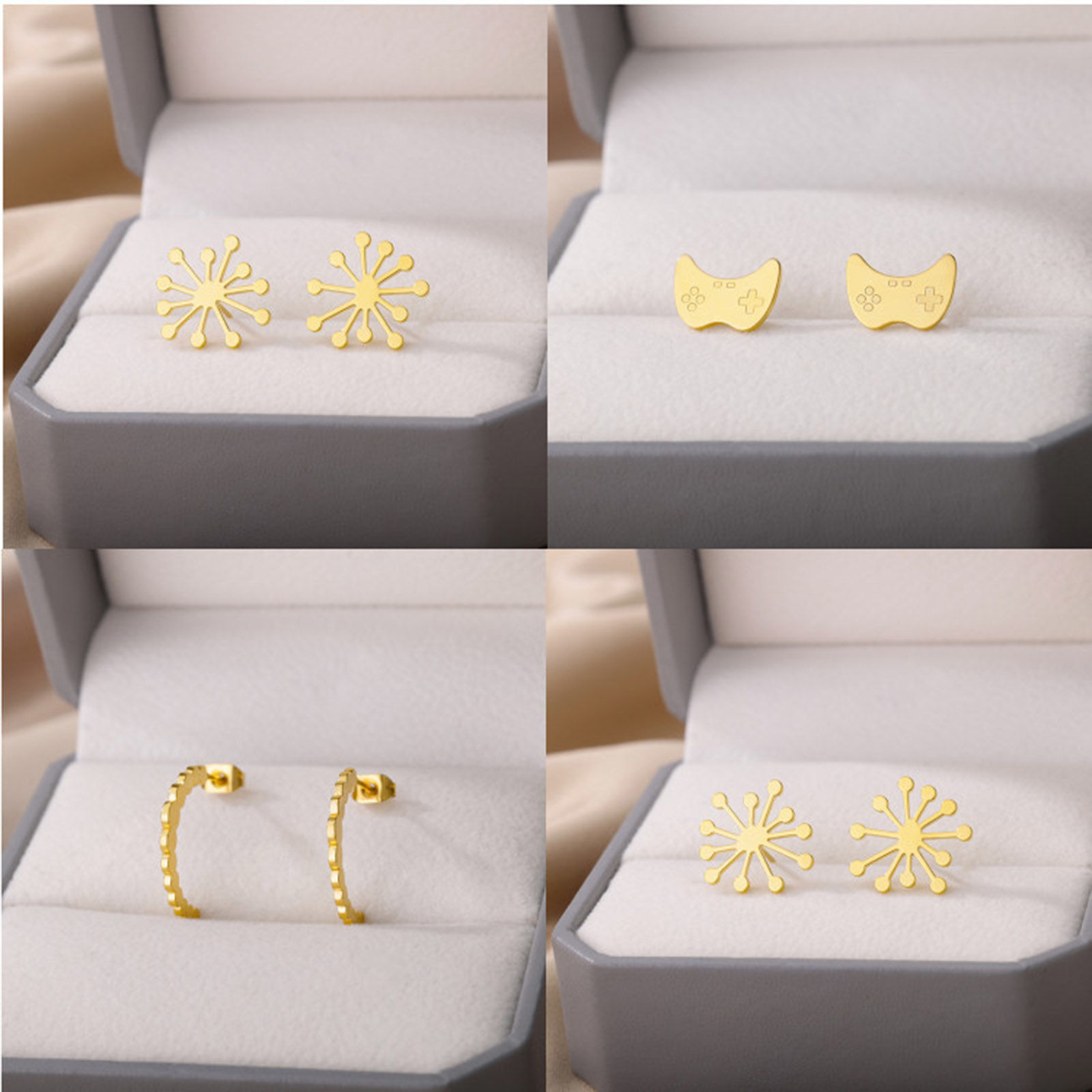 Picture of 304 Stainless Steel Stylish Ear Post Stud Earrings Multicolor 15mm Dia., 1 Piece